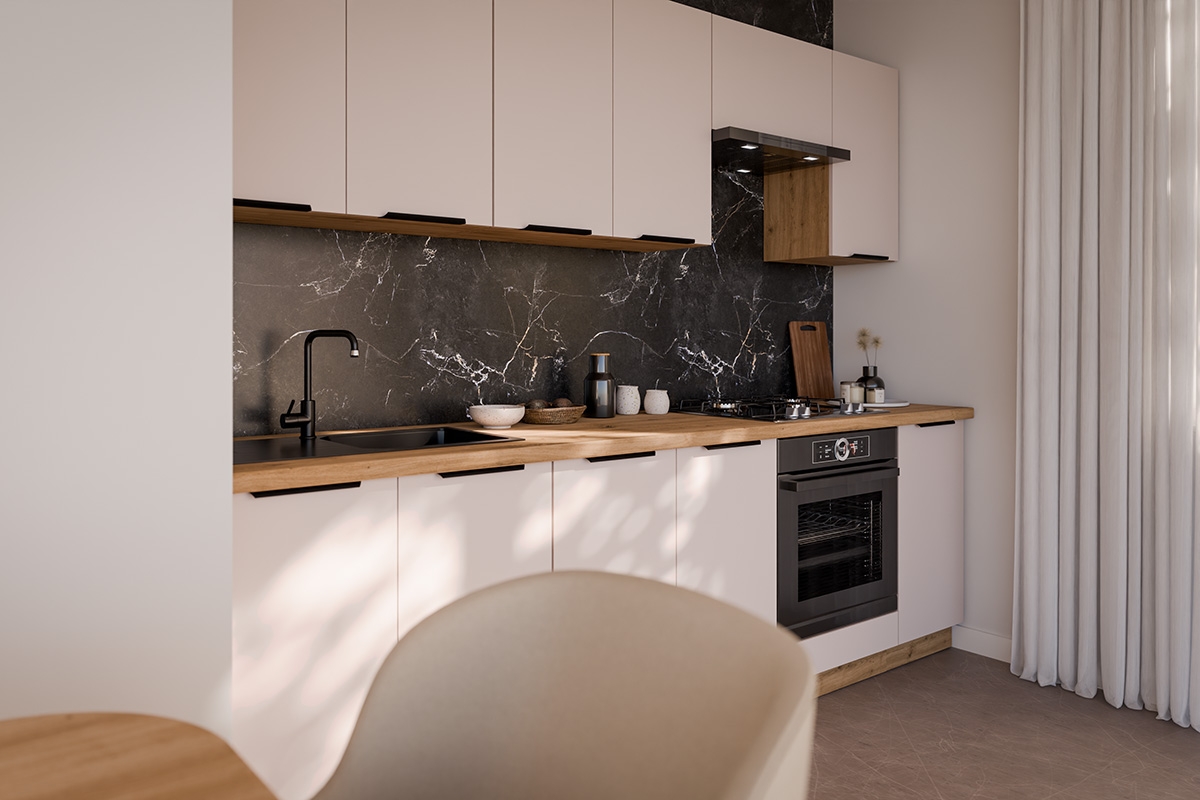 Kuchyňská linka Arvani 260 cm - kašmír / dub artisan Komplet nábytku kuchennych Arvani 260cm - kašmír / dub artisan