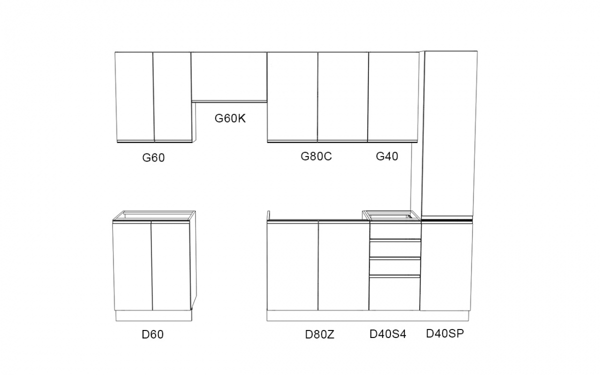 Komplet nábytku kuchynského Aspen 280cm z cokolem - biely lesk Komplet nábytku kuchynského Aspen 280cm z cokolem - biely lesk