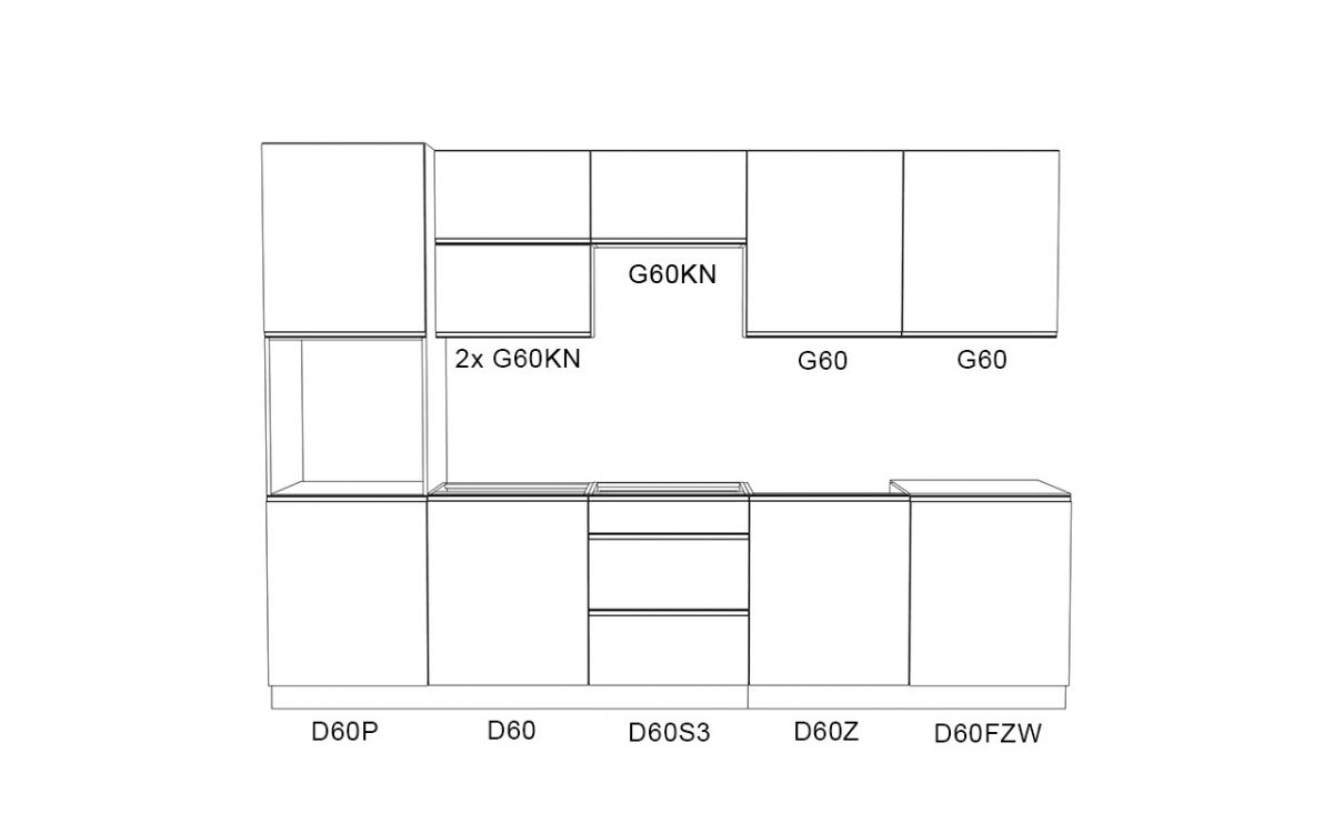 Komplet nábytku kuchennych Aspen 300cm z cokolem - bílý lesk Komplet nábytku kuchennych Aspen 300cm z cokolem - bílý lesk