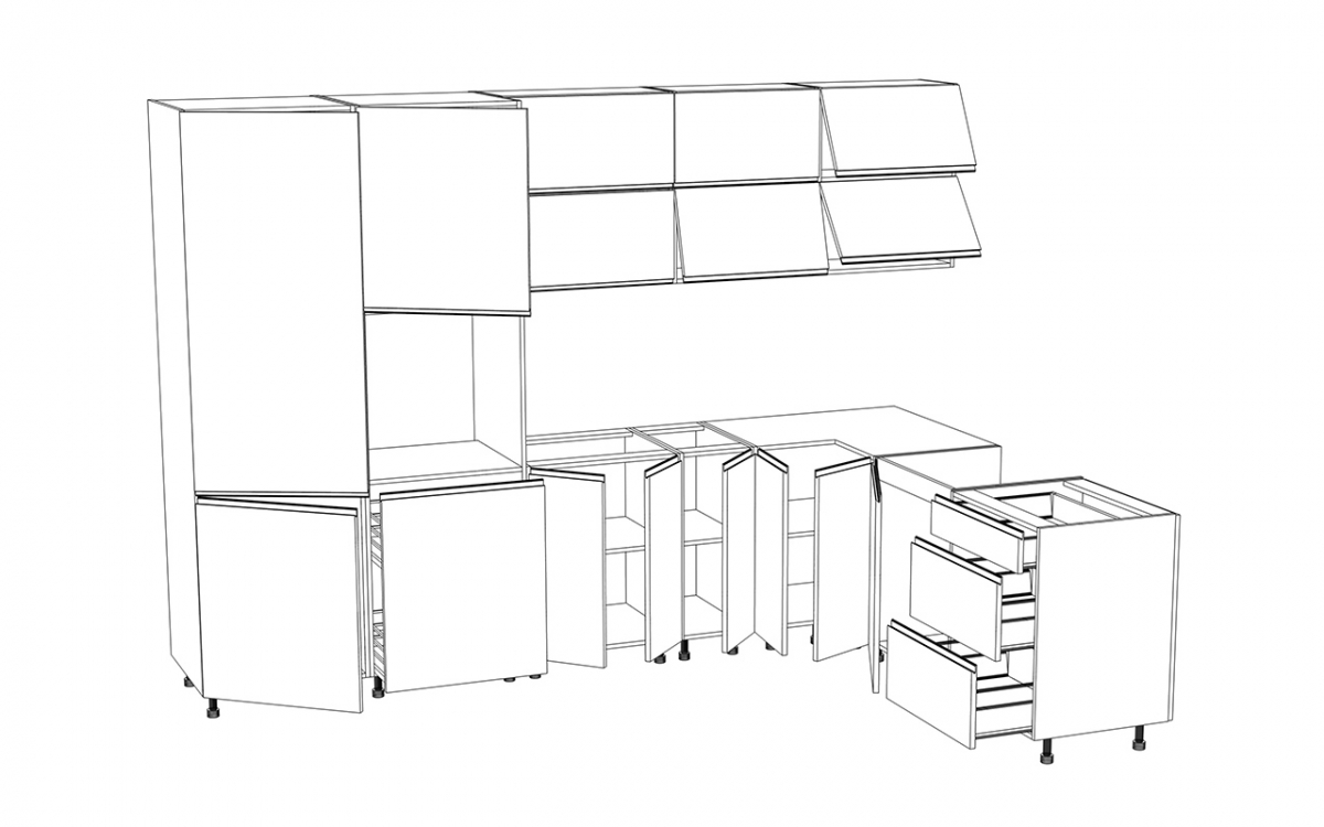 Kuchynská zostava Aspen 300x210 cm - sivý lesk Komplet nábytku kuchynského Aspen 300x210cm - Šedý lesk