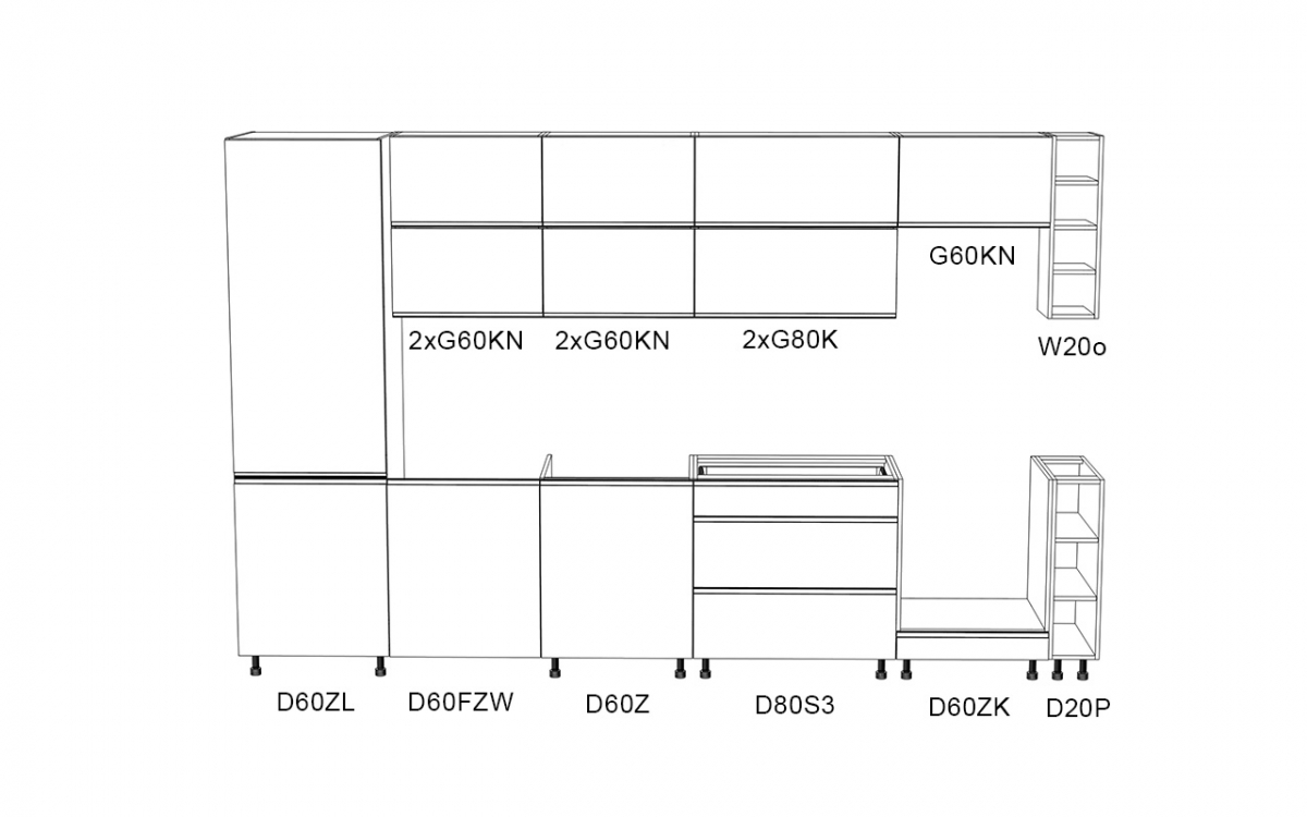 Kuchyňská sestava Aspen 340 cm – šedý lesk Komplet nábytku kuchennych Aspen 340cm - šedý lesk