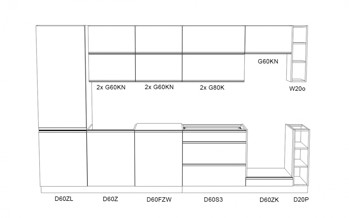 Komplet nábytku kuchennych Aspen 340cm z cokolem - bílý lesk Komplet nábytku kuchennych Aspen 340cm z cokolem - bílý lesk
