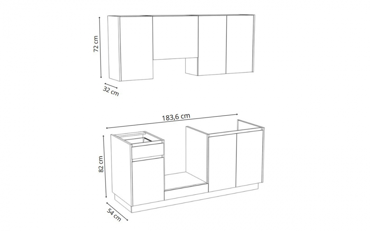 Kuchynská zostava Campari 180 cm – pieskovobéžová Komplet nábytku kuchynského Campari 180 cm - Béžová Pieskový
