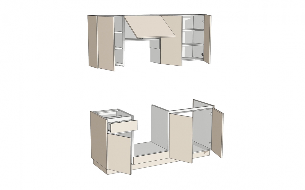 Kuchynská zostava Campari 180 cm – pieskovobéžová Komplet nábytku kuchynského Campari 180 cm - Béžová Pieskový
