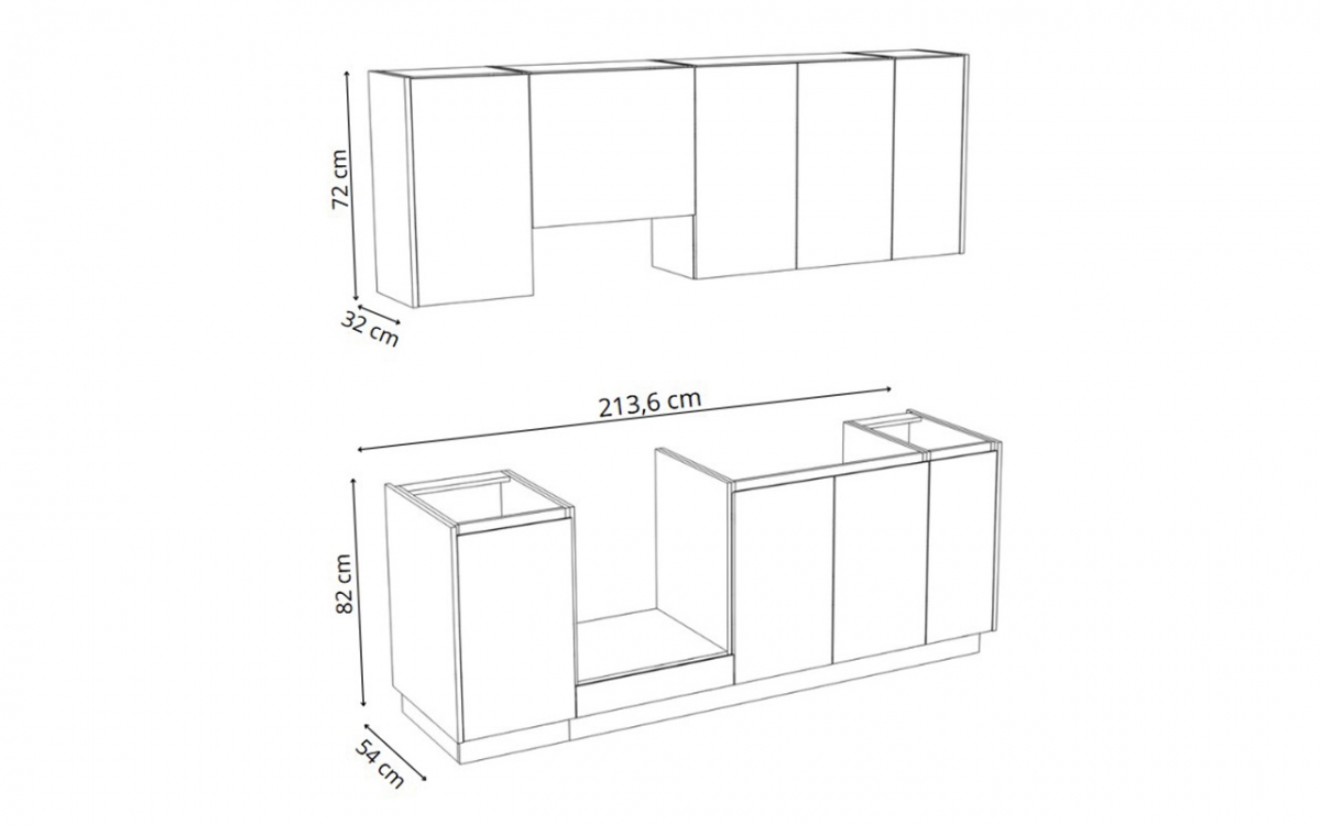 Kuchynská zostava Campari 210 cm – kamennosivá Komplet nábytku kuchynského Campari 210 cm - šedý kamienny