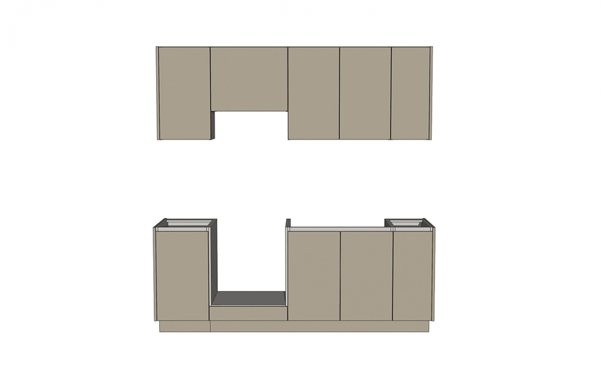 Kuchynská zostava Campari 210 cm – kamennosivá Komplet nábytku kuchynského Campari 210 cm - šedý kamienny