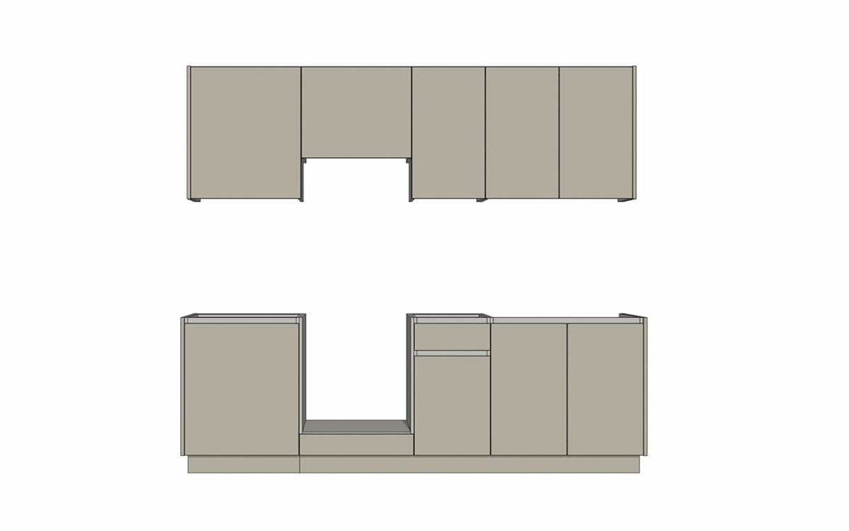 Kuchynská zostava Campari 240 cm – kremennosivá Komplet nábytku kuchynského Campari 240 cm - šedý krzemowy