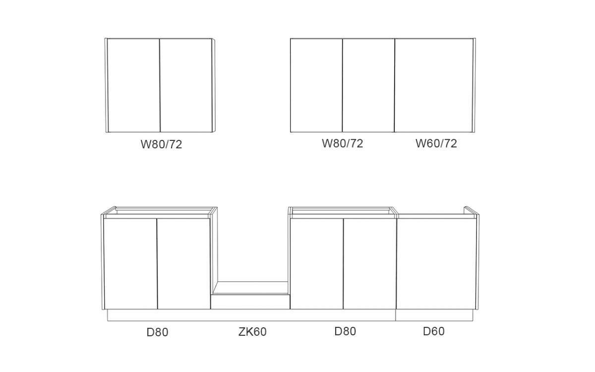 Kuchynská zostava Campari 280 cm – biely mat / svetlý betón atelier Komplet nábytku kuchynského Campari 280cm - biely mat / beton svetlý atelier