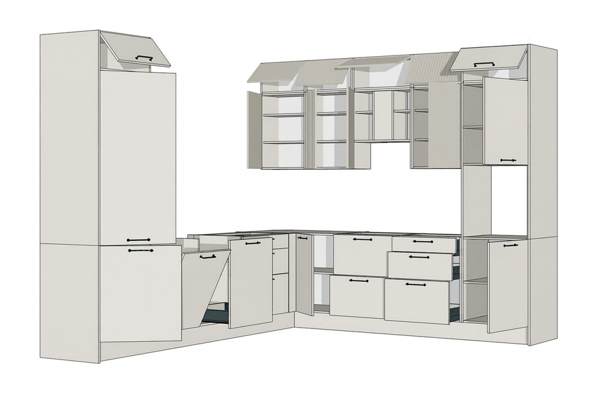 Kuchynská zostava Kammono F 320x280 cm - kašmírová / bridlicová Komplet nábytku kuchynského Kammono F 320x280cm - kašmír / skalny