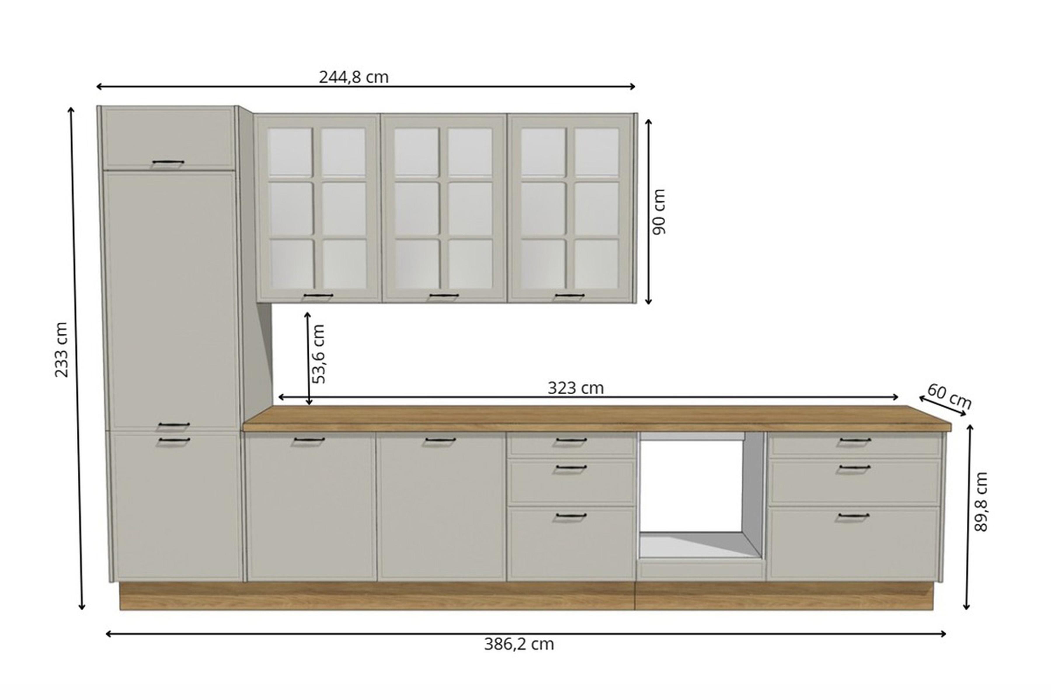 Kuchyňská sestava Kammono 386 cm - kamenná Komplet nábytku kuchennych Kammono F 386 cm - skalny 