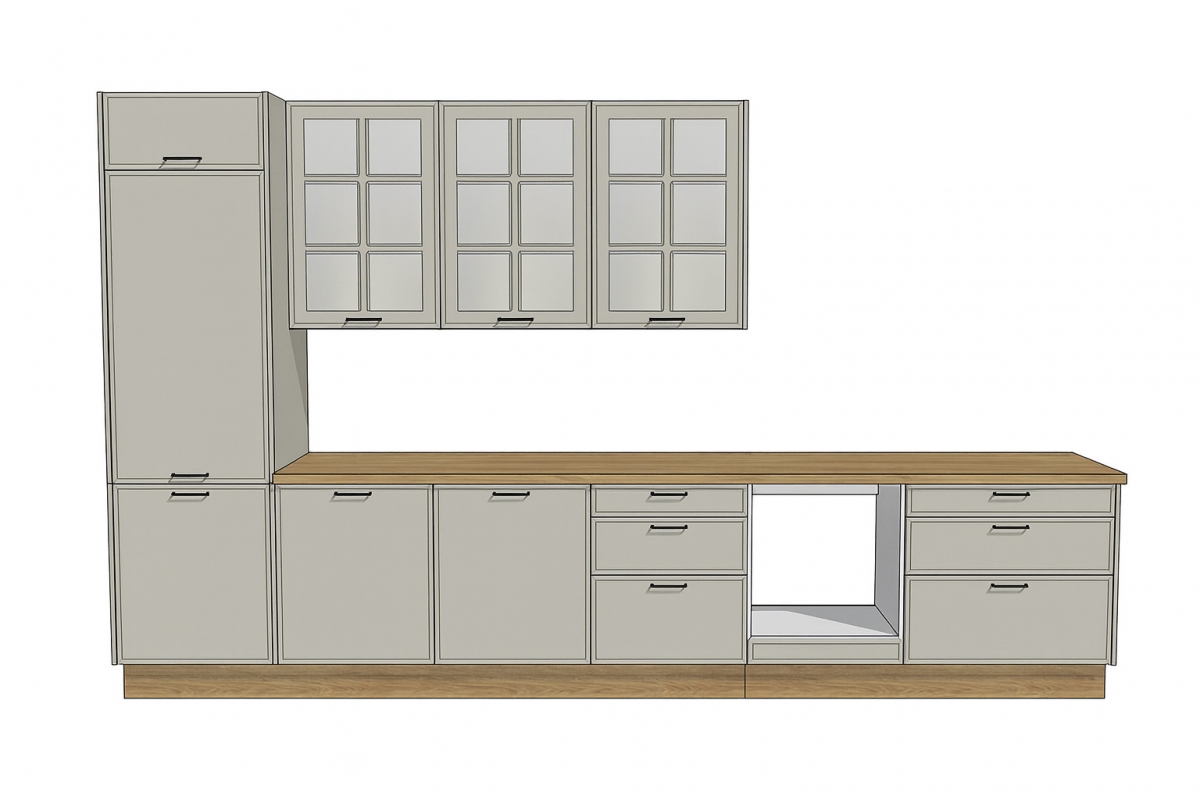 Kuchyňská sestava Kammono 386 cm - kamenná Komplet nábytku kuchennych Kammono F 386 cm - skalny 