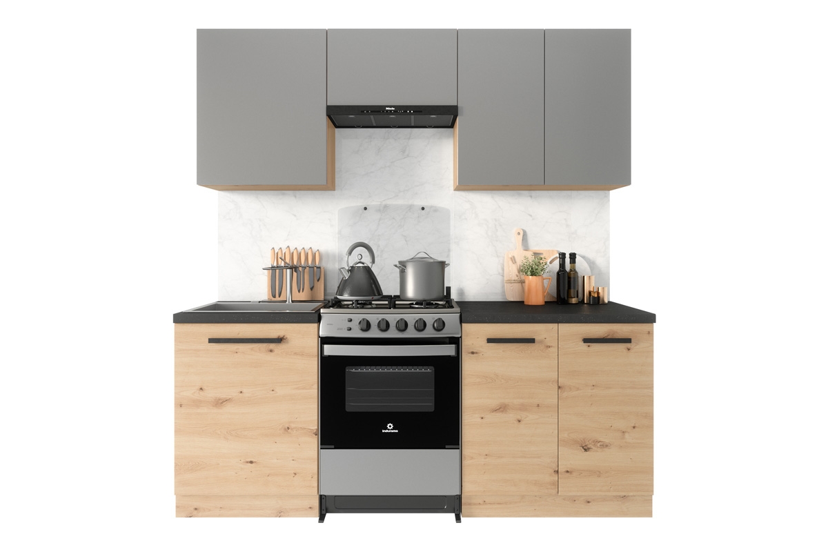 Komplet nábytku kuchynského Langen 200cm - Dub artisan / grey Komplet nábytku Langen 