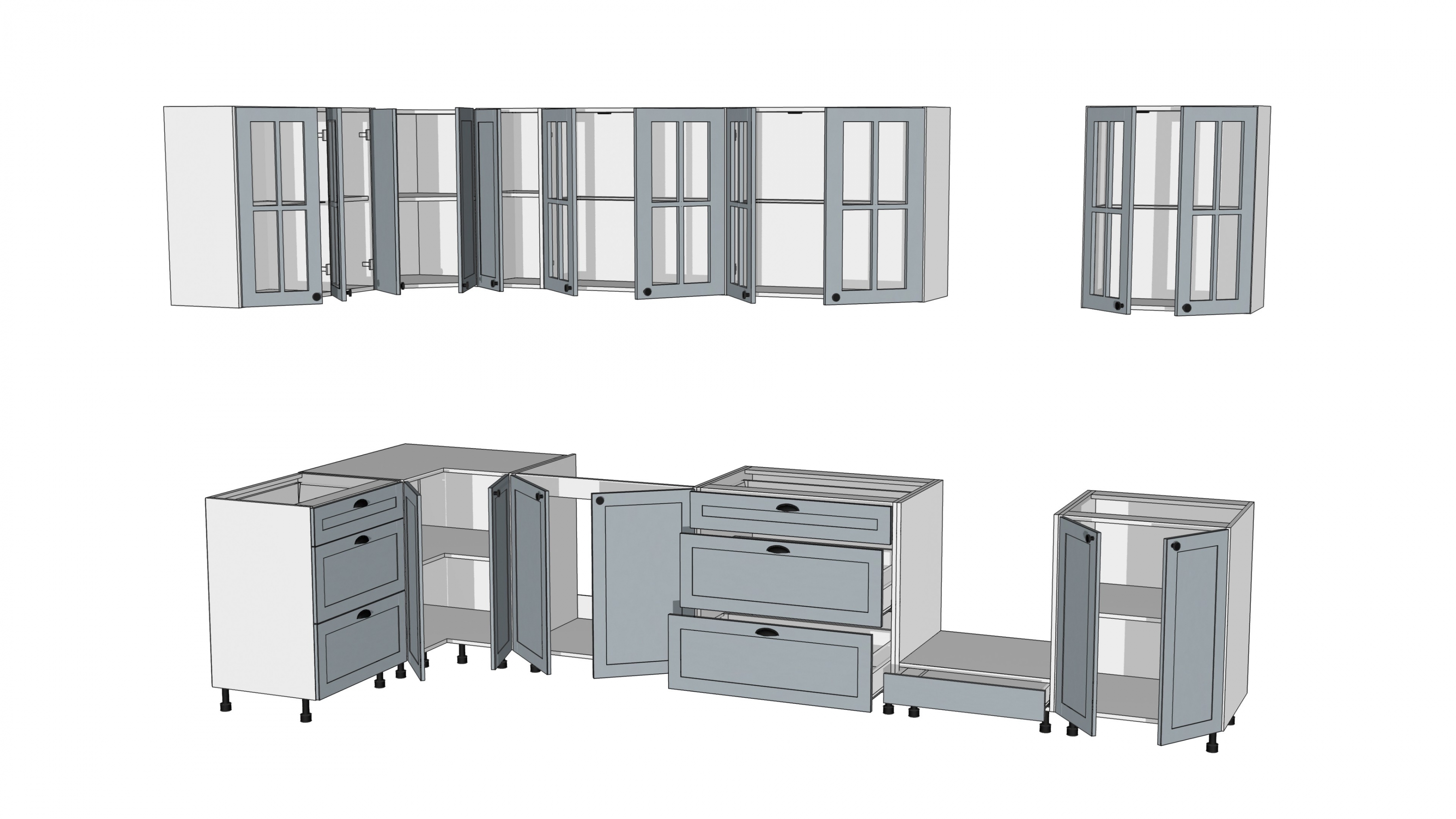 Komplet nábytku kuchennych Linea 150x370cm - šedá grey - Omezená nabídka Komplet nábytku kuchennych Linea 150x370cm - šedá grey