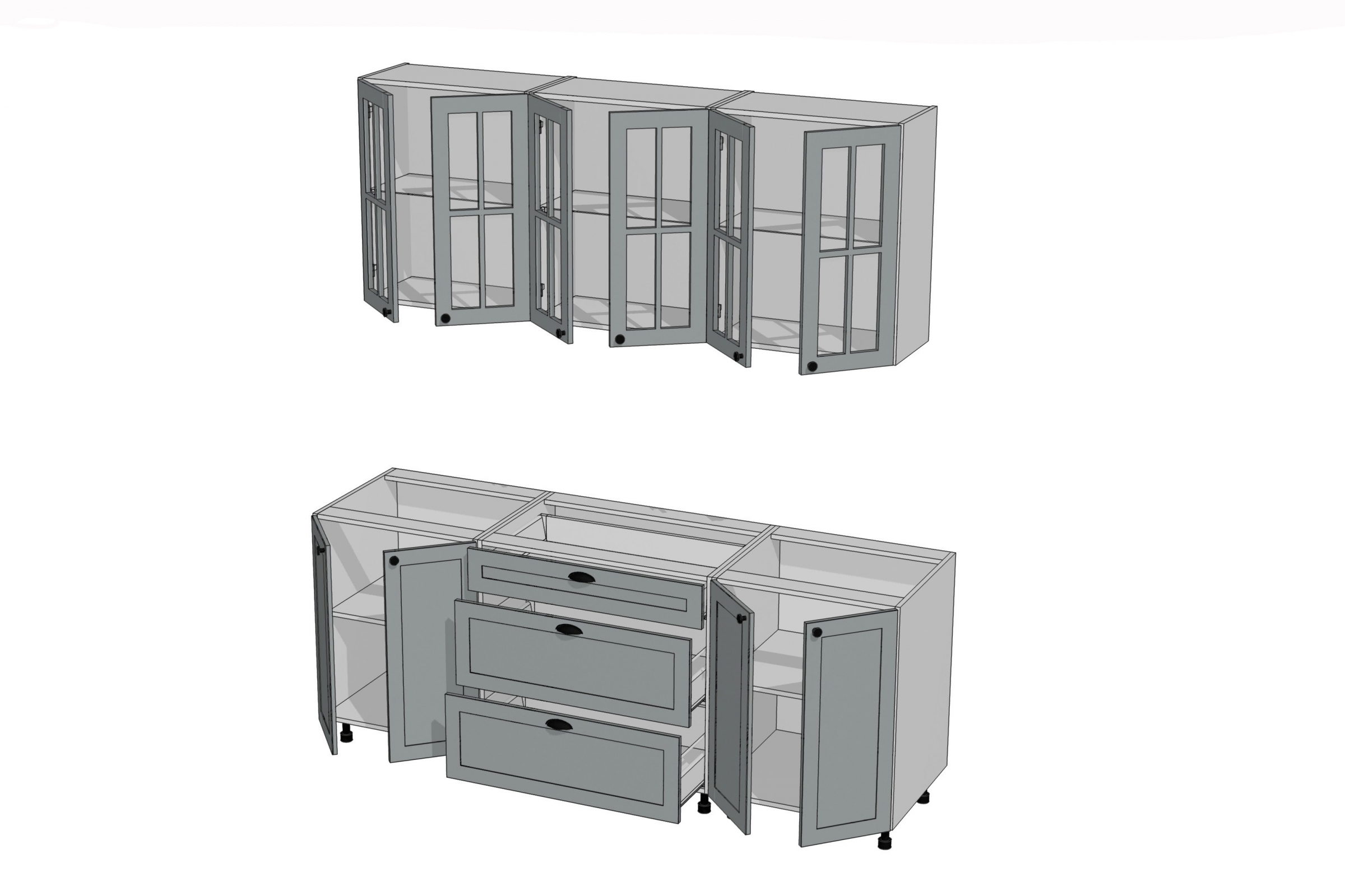 Komplet nábytku kuchennych Linea 200cm - šedá grey Komplet nábytku kuchennych Linea 200cm - šedá grey