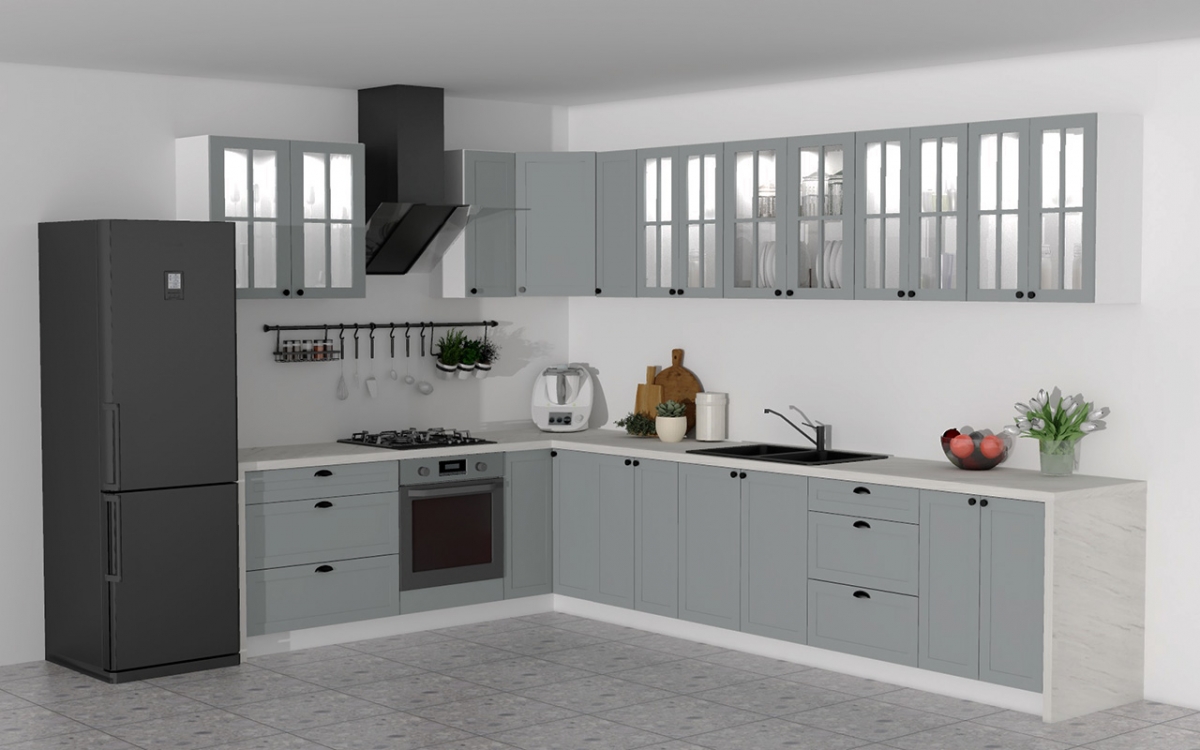 Komplet nábytku kuchennych Linea 230x350cm - šedá grey - Omezená nabídka Komplet nábytku kuchennych Linea 230x350cm - šedá grey