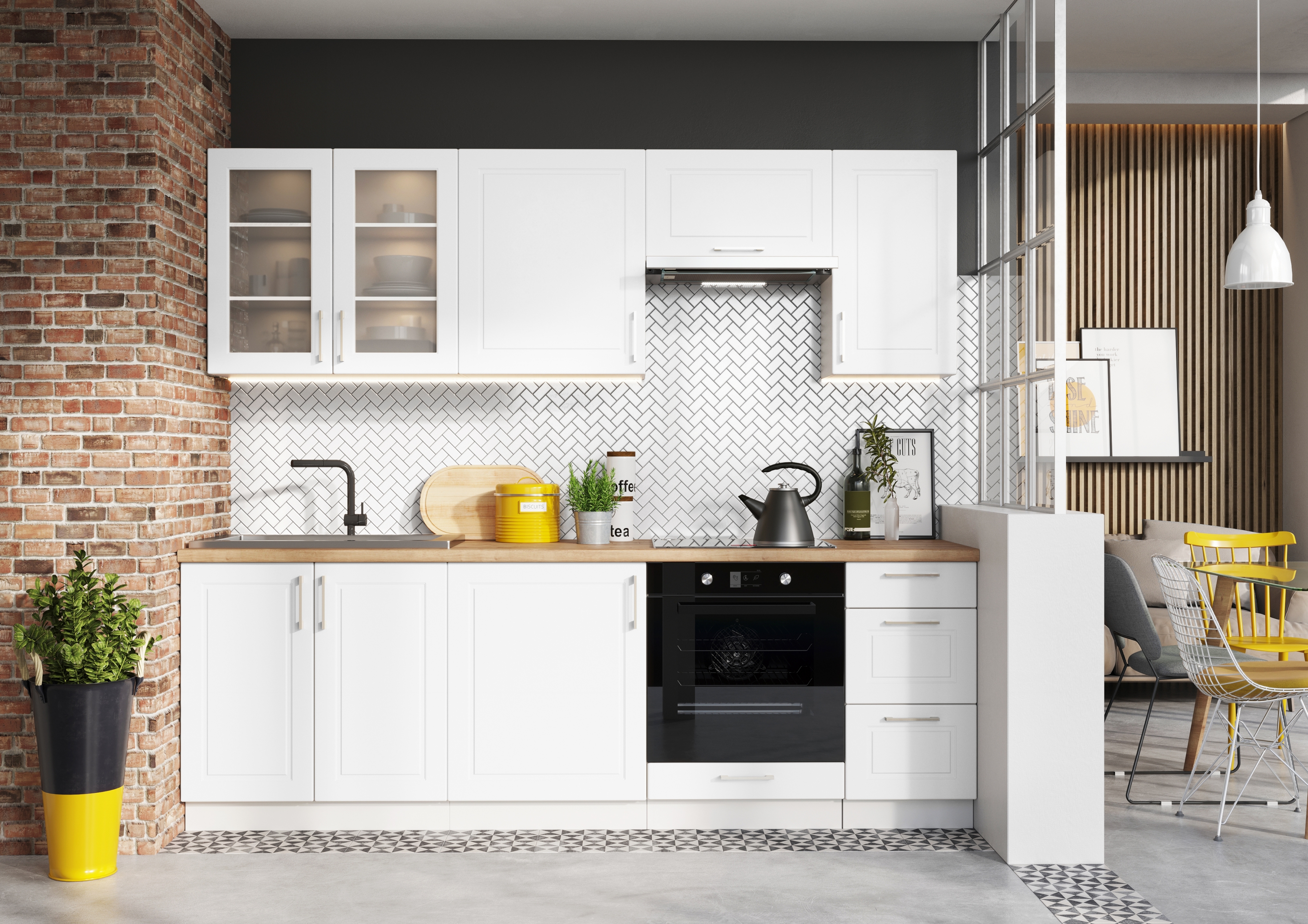 Komplet nábytku kuchynského Natalia 240cm z DK60 - biely lesk Komplet nábytku kuchynského Natalia 240cm z DK60 - biely lesk