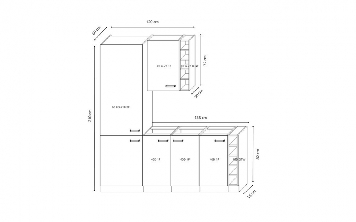 Komplet nábytku kuchynského Prado 195cm - Šedý lesk - Limitovaná ponuka Komplet nábytku kuchynského Prado 195cm - Šedý lesk