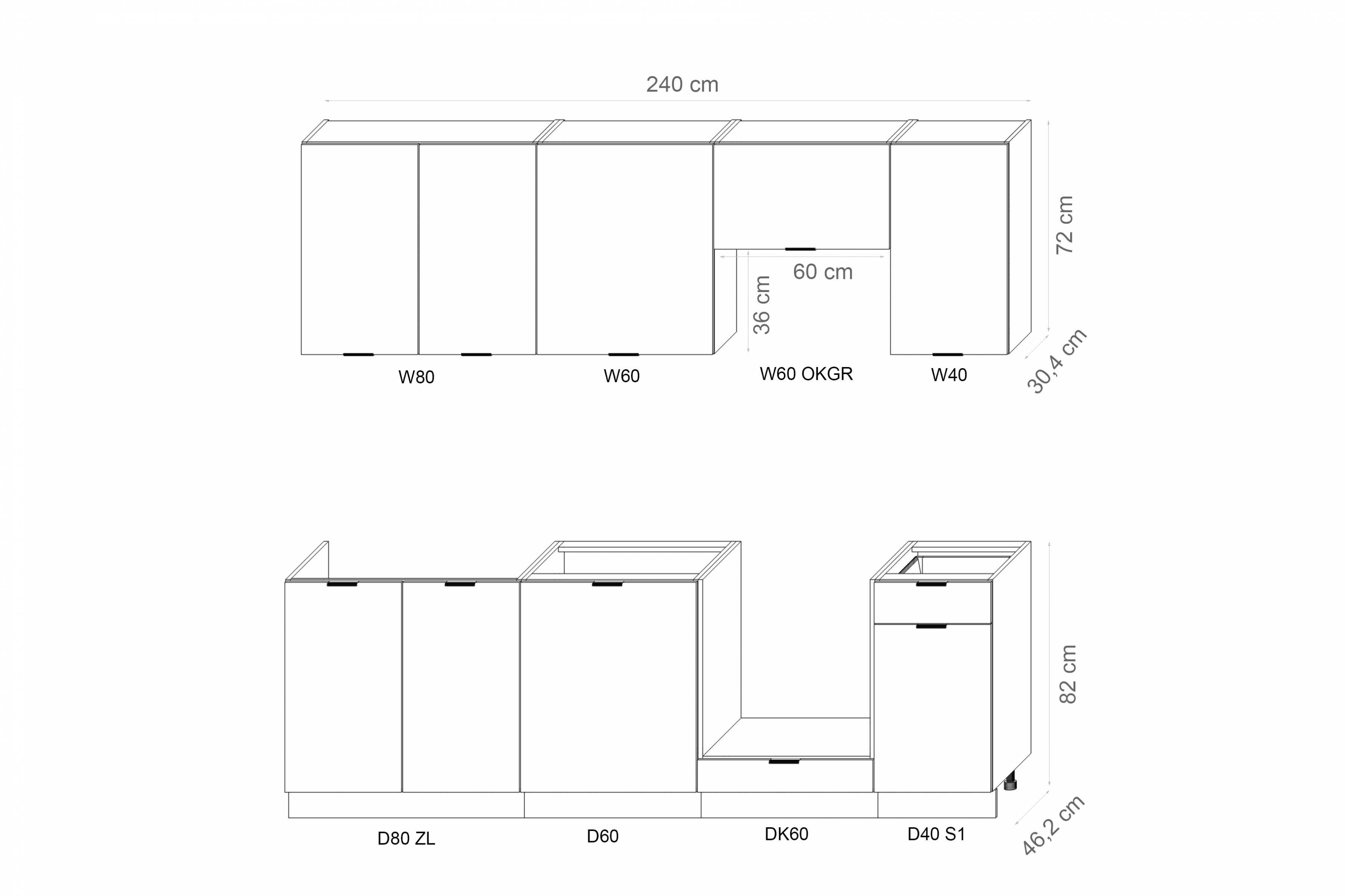 Kuchynská linka Sonja 240cm - Béžová Pieskový Komplet nábytku kuchynského Sonja 240cm - Béžová Pieskový