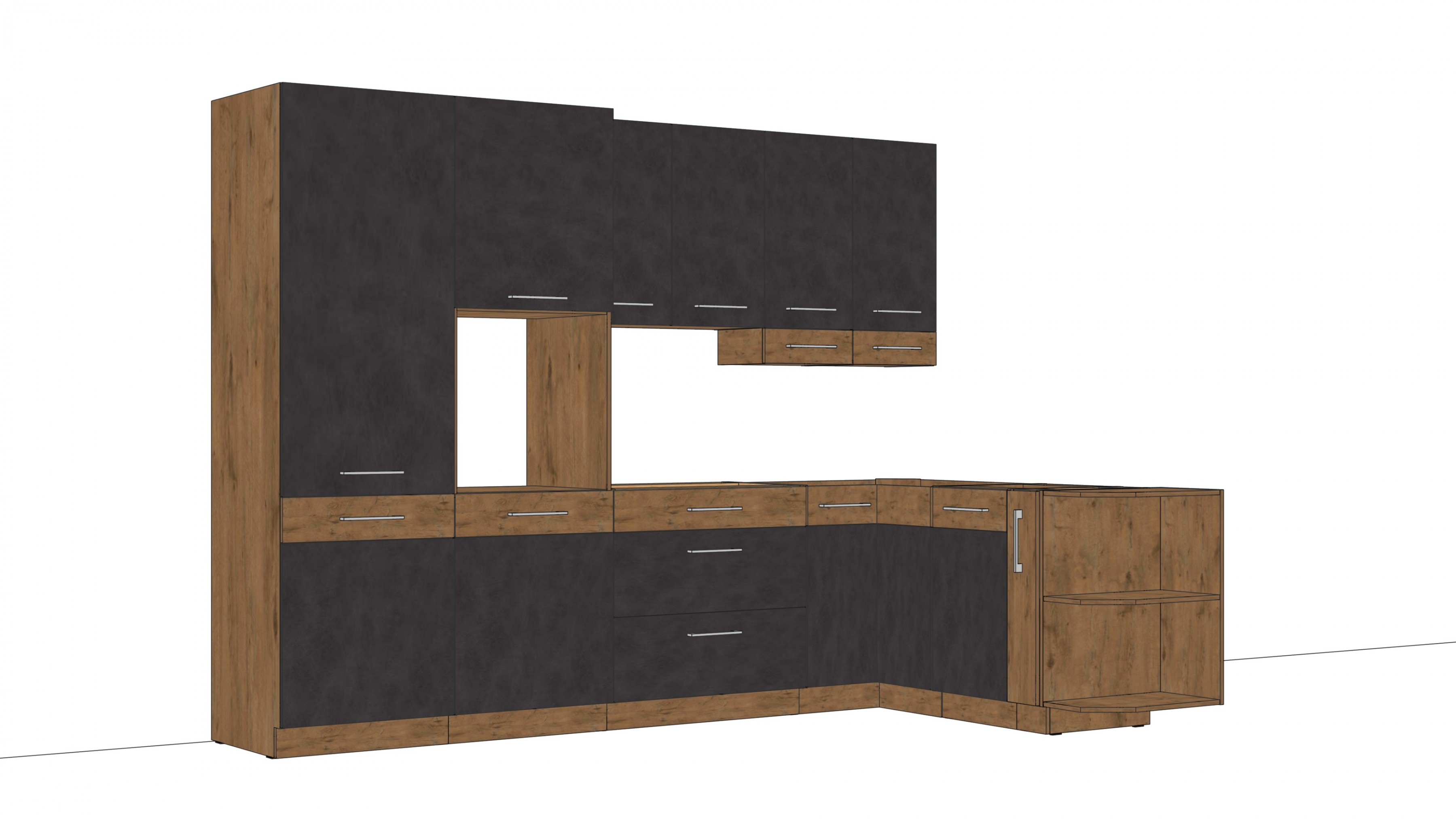 Komplet nábytku kuchynského Vindigo Bolt 290x175cm - Dub lancelot / matera šedý Komplet nábytku kuchynského Vindigo Bolt 290x175cm - Dub lancelot / matera šedý