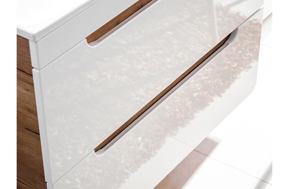 Koupelnová sestava Aruba II - bílý lesk / dub craft zlatý Skříňka lazienkowa z 2 zásuvkami 