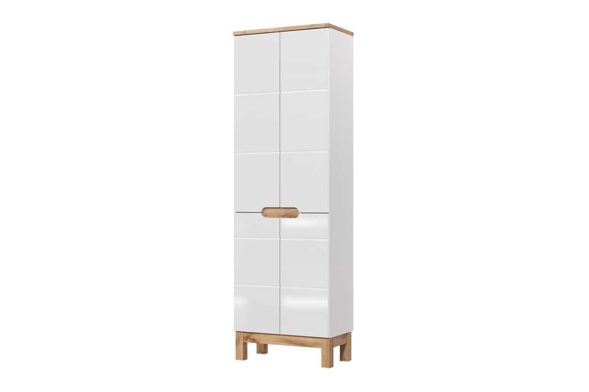 Koupelnový komplet Bali White II - dub wotan / bílý lesk Koupelnový nábytek na nožkách s osvětlením Bali White New - Dub wotan / Bílý lesk lesk