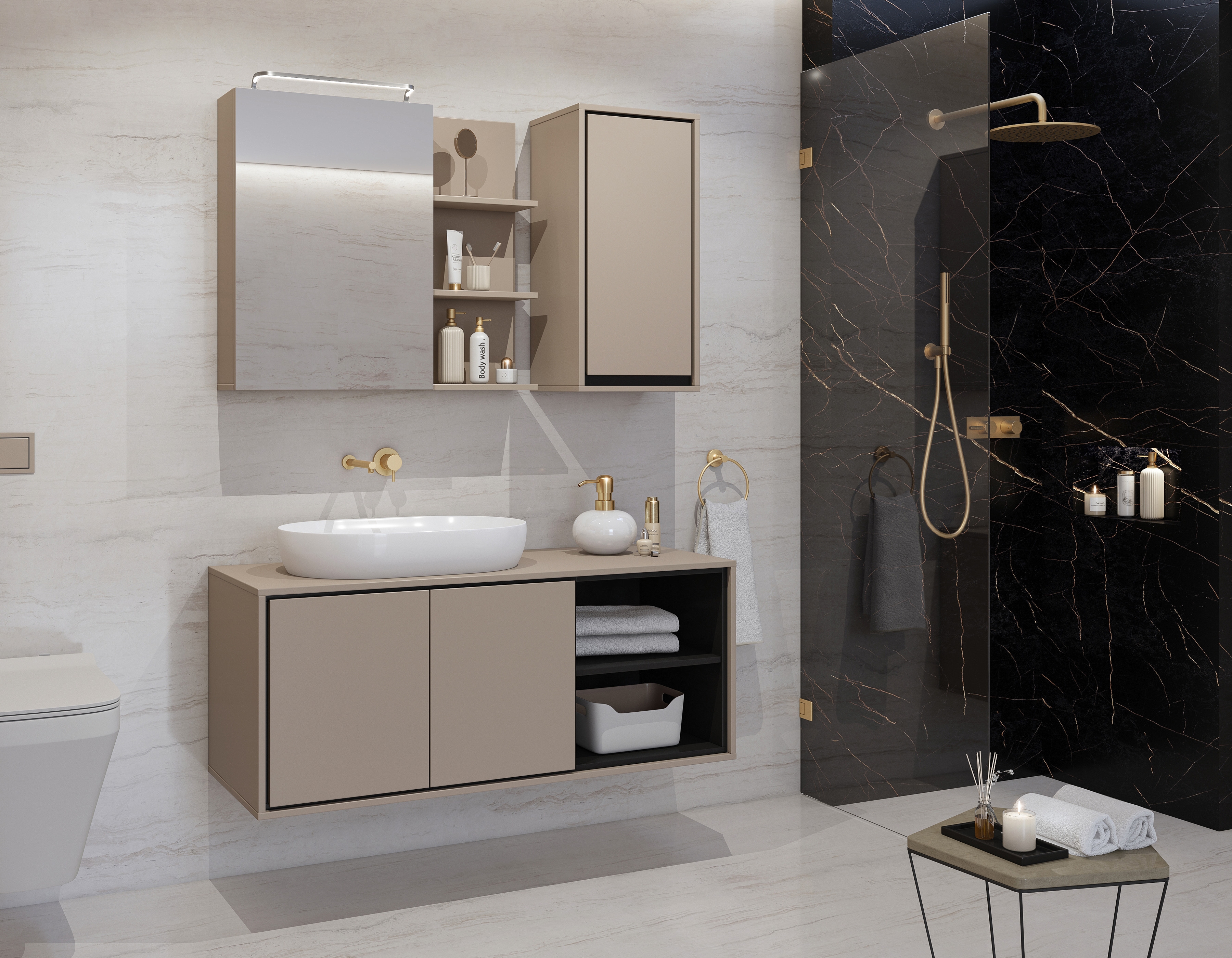 Kúpeľňový nábytok Irvine - congo / čierna Komplet nábytku lazienkowych Irvine - congo / Čierny