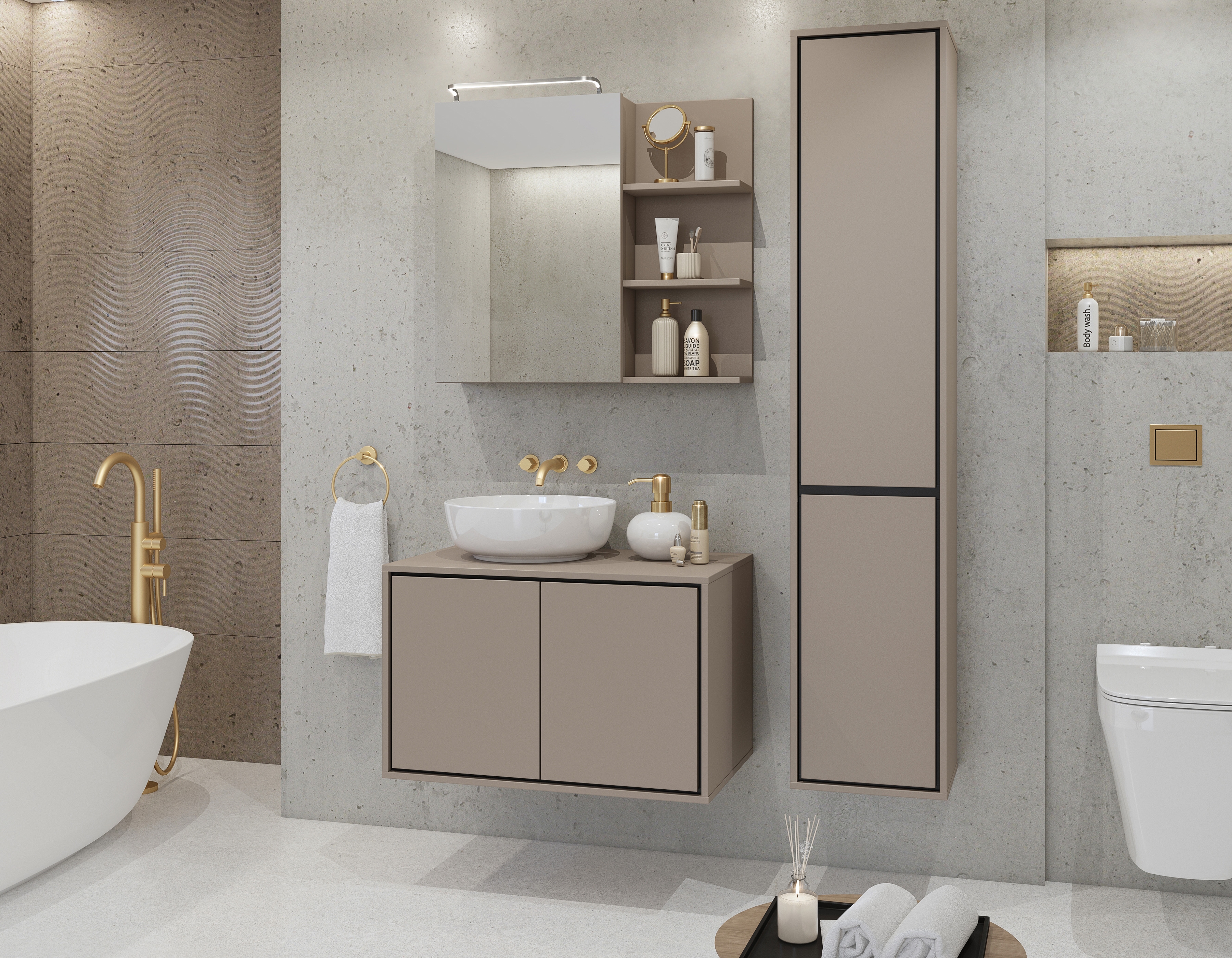 Koupelnová sestava Irvine - congo / černá Komplet nábytku lazienkowych Irvine - congo / černá