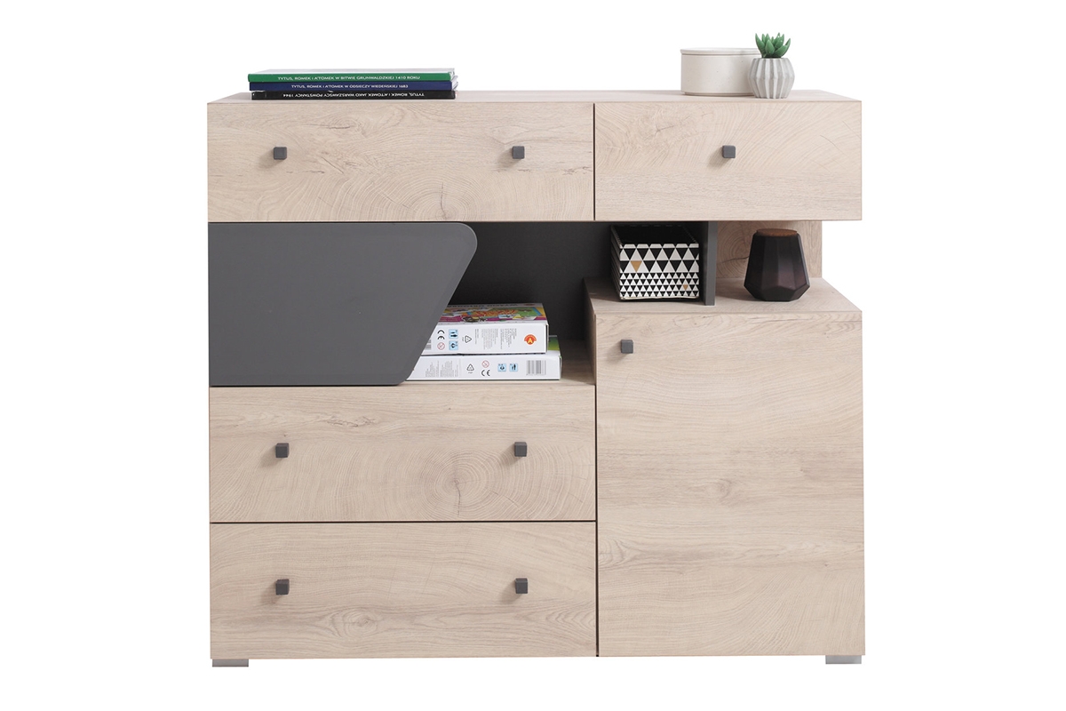 Studentský pokoj Ciljo I - dub / antracit moderní Komoda