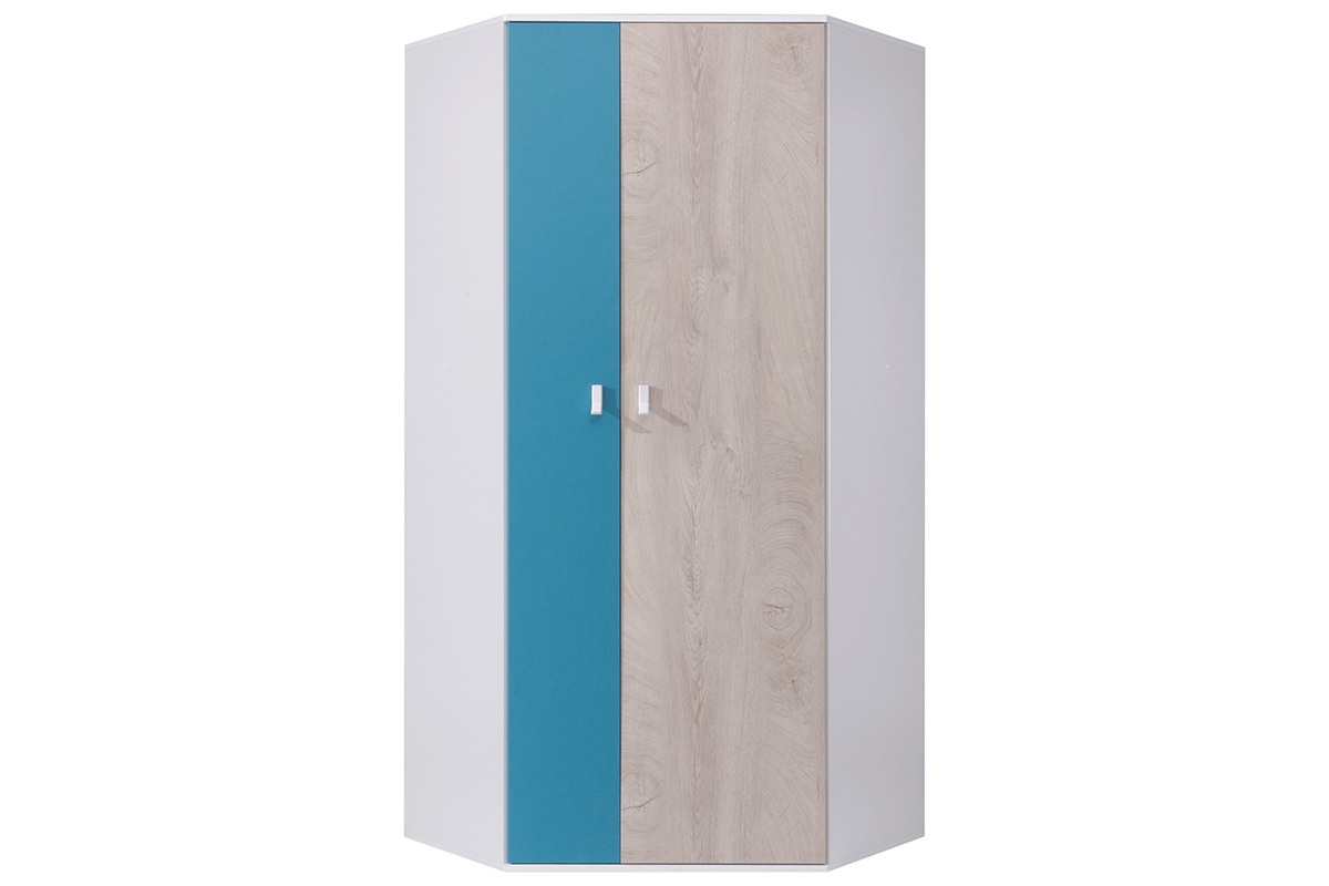 Studentský pokoj Planet A - bílá lux / dub / mořská Bílá Skříň mlodziezowa