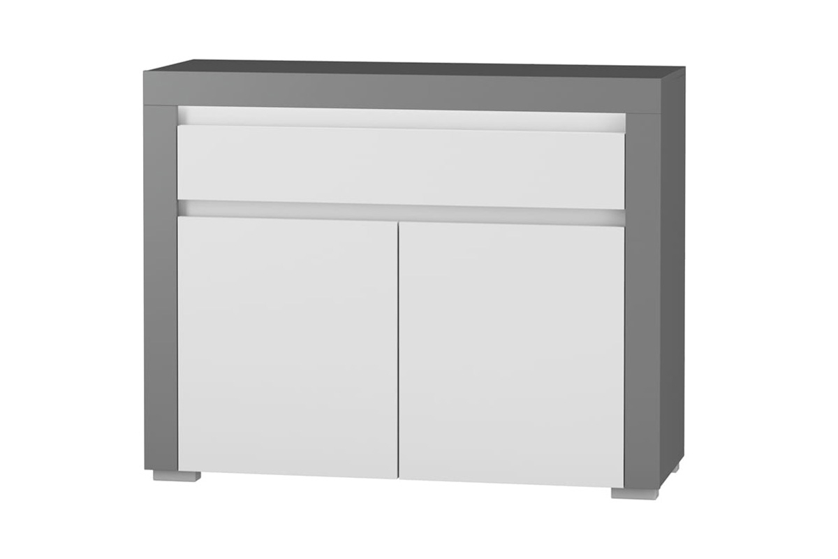 Zostava nábytku Alabama biely mat / Šedý mat Komoda so zásuvkami