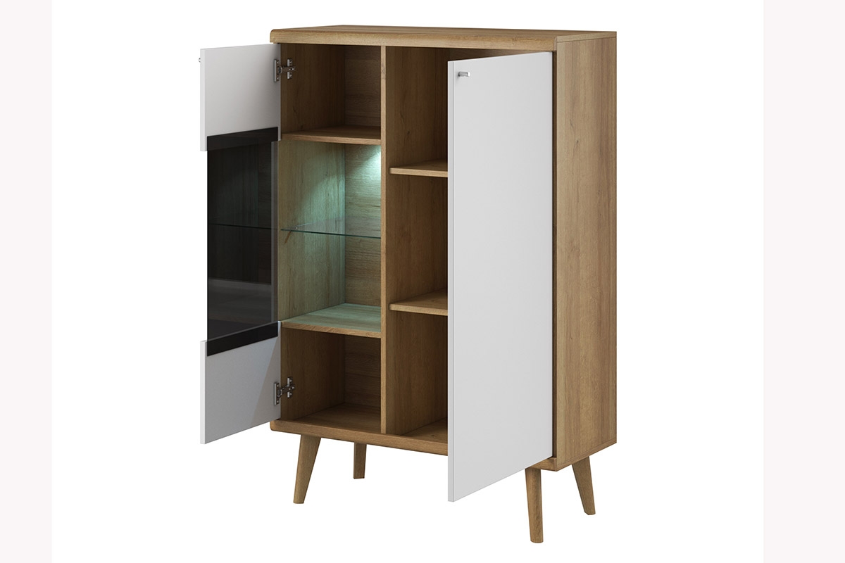 Sestava nábytku do obývacího pokoje Promi - bílý mat / dub riviera Komplet nábytku do obývacího pokoje Promi - bílý mat / dub artisan