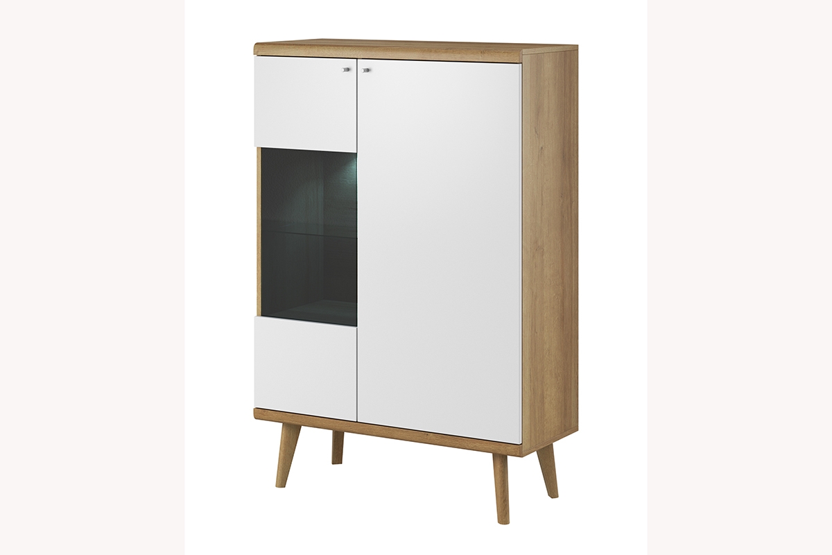 Sestava nábytku do obývacího pokoje Promi - bílý mat / dub riviera Vitrína Dub artisan