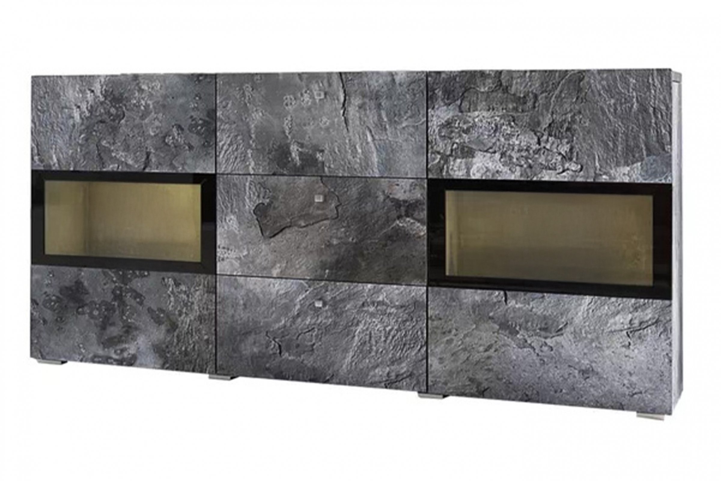 Komplet Obývacia stena i Komoda Baros - tmavý beton / schiefer Komplet Obývacia stena i Komoda Baros - tmavý beton / schiefer