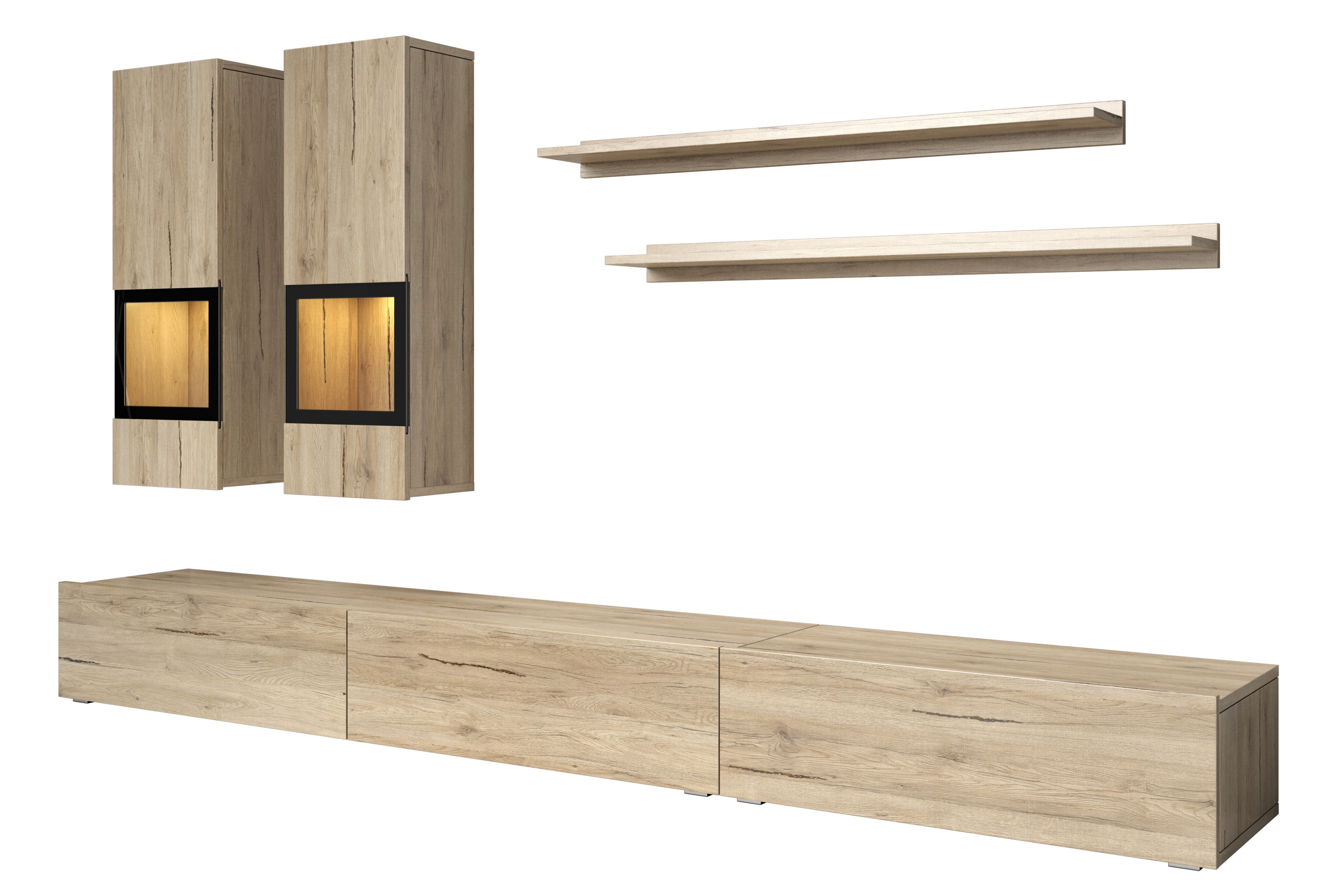 Komplet Obývacie steny i Komody Baros - san remo svetlý Komplet Obývacie steny i Komody Baros - san remo svetlý