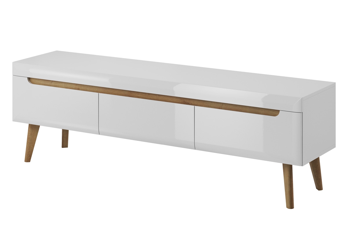 Zostava moderného nábytku Dorin - biely lesk / Dub riviera Zostava moderného nábytku do obývačky Dorin - biely lesk / dub riviera - Tv skrinka Dorin 160