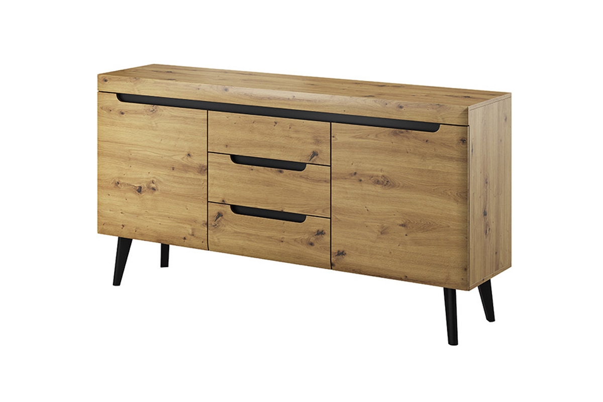 Moderní obývací sestava Dorin - dub artisan Komoda dvoudveřová se zásuvkami