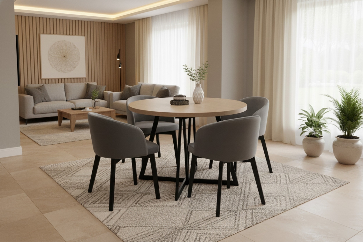 Jedálenský set Cedrus 105/160 cm + 4 stoličky Nerevio - dub vinceza / sivá Komplet Stôl rozkladany Cedrus 105/160 cm + 4 Stoličky Nerevio - Dub vinceza / šedý