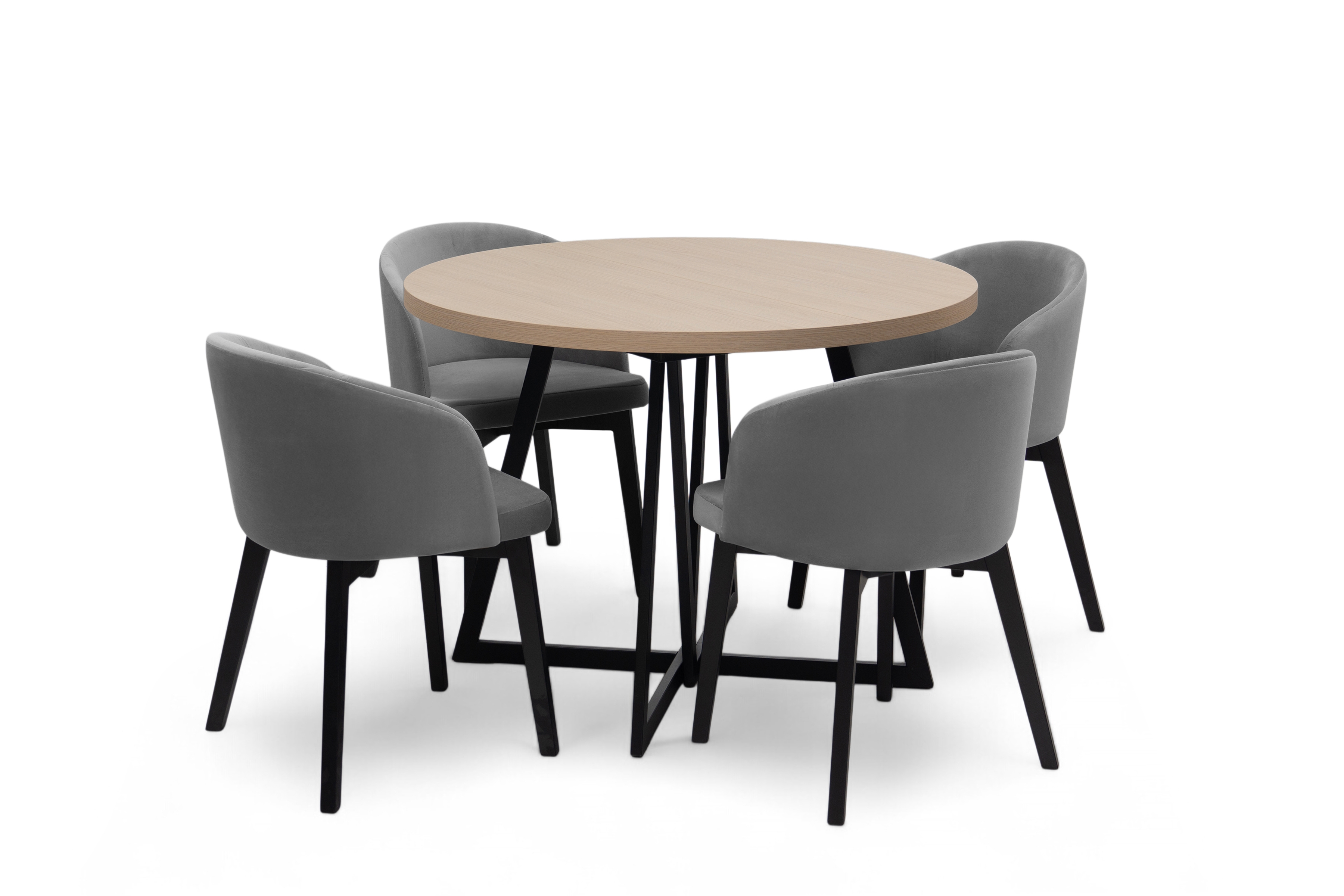 Jídelní set Cedrus 95/150 cm + 4 židle Nerevio - dub vinceza / šedá Komplet Stůl rozkladany Cedrus 95/150 cm + 4 Židle Nerevio - dub vinceza / šedá