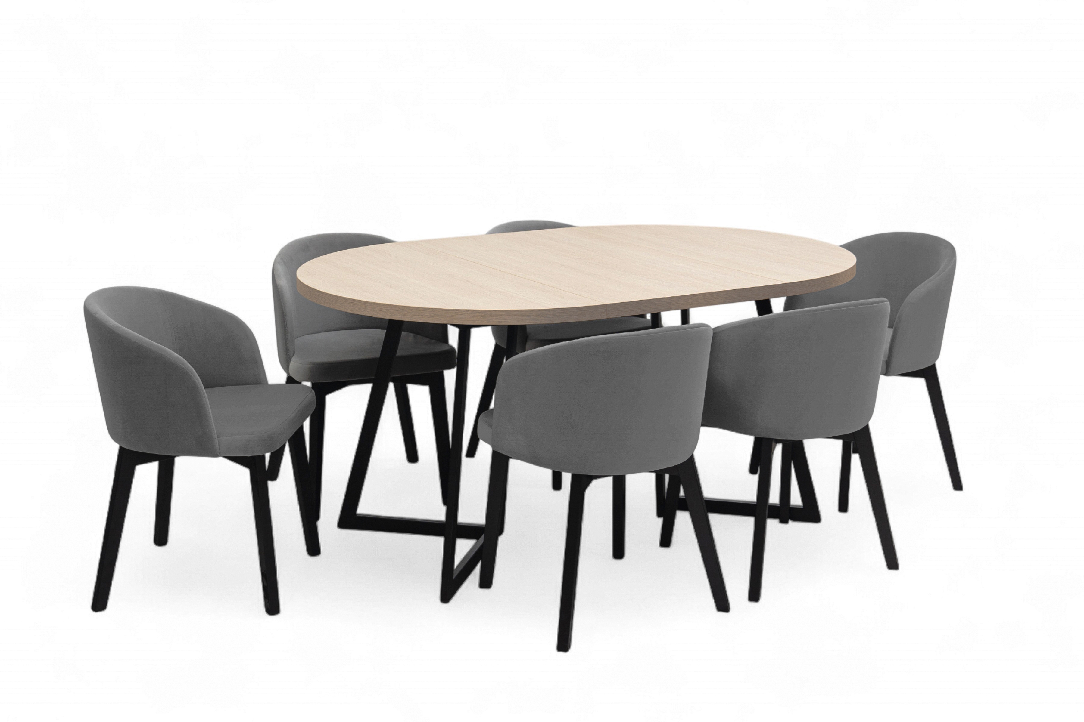 Jídelní set Cedrus 95/150 cm + 4 židle Nerevio - dub vinceza / šedá Komplet Stůl rozkladany Cedrus 95/150 cm + 4 Židle Nerevio - dub vinceza / šedá