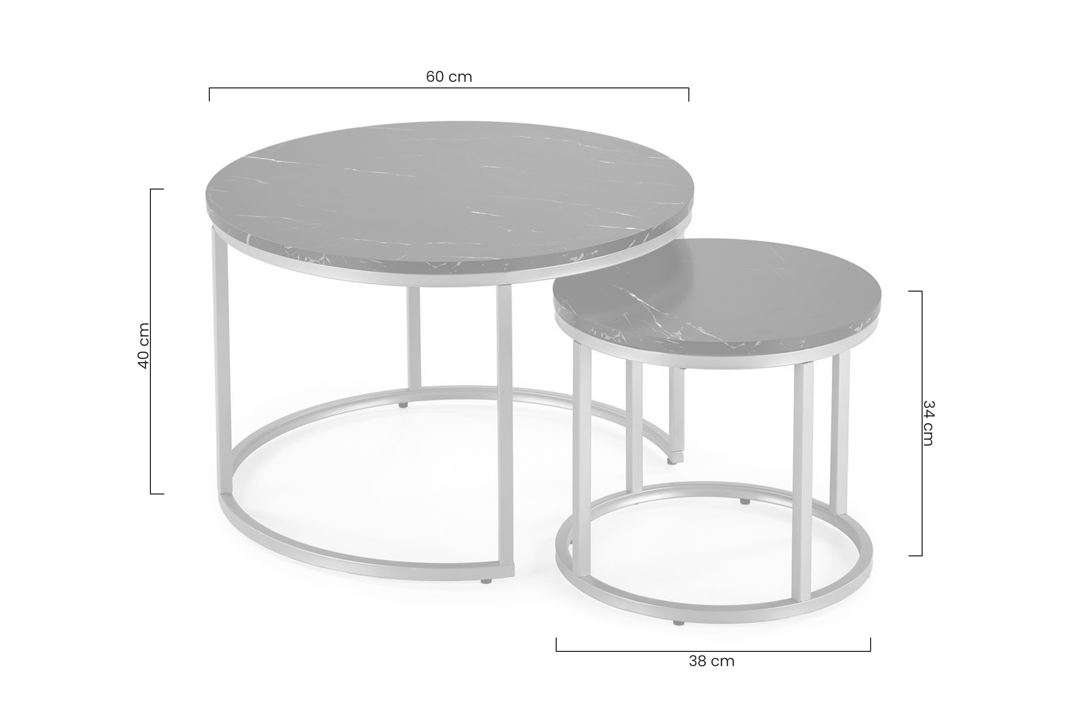 Sada konferenčných stolíkov Armino - čierny mramor / zlaté nohy Komplet Stolíkow kawowych Paola - Čierny mramor / zlote nožičky