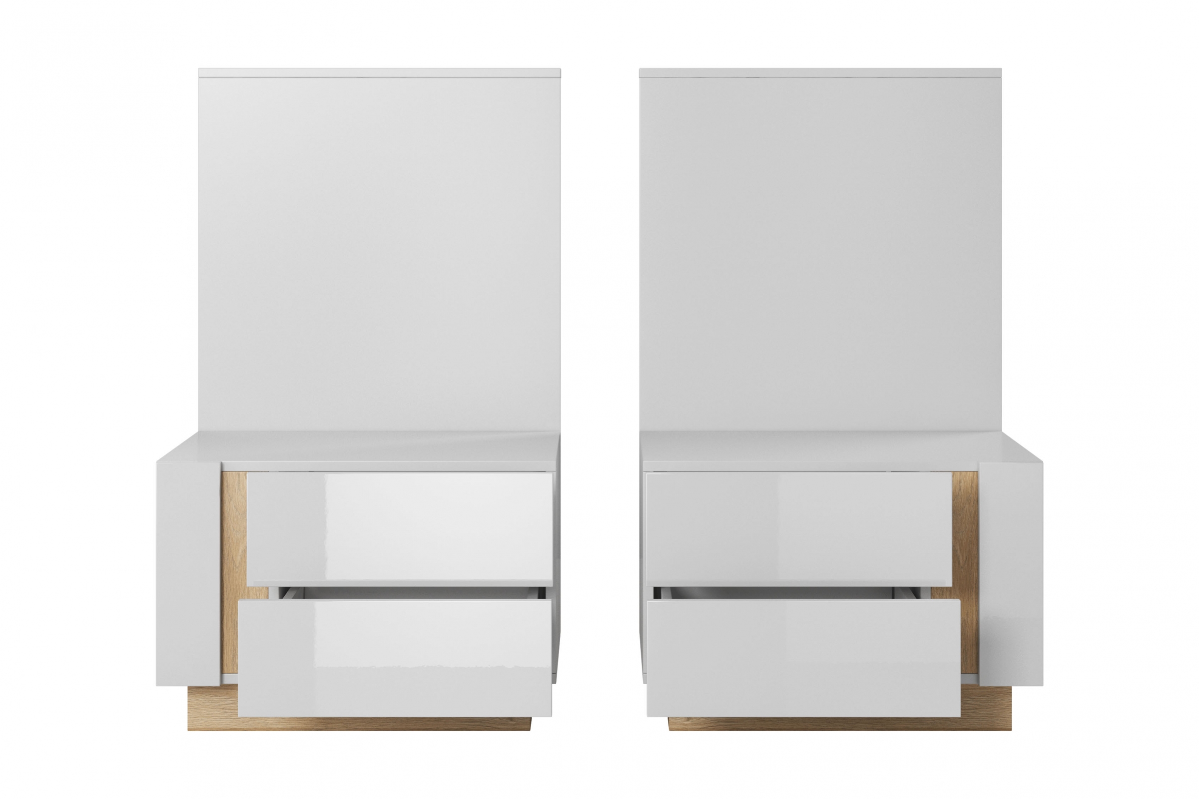 Sada nočných stolíkov Arcano s osvetlením - biela / dub grandson Komplet szafek nocnych Arcano s osvetlením - Biely/Dub grandson