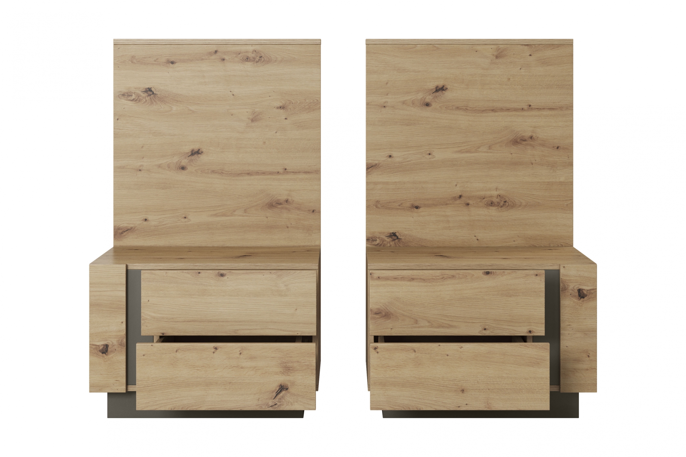 Sada nočních stolků Arcano s osvětlením - dub artisan / šedý grafit Komplet szafek nocnych Arcano z osvětlením - Dub artisan/šedý grafit