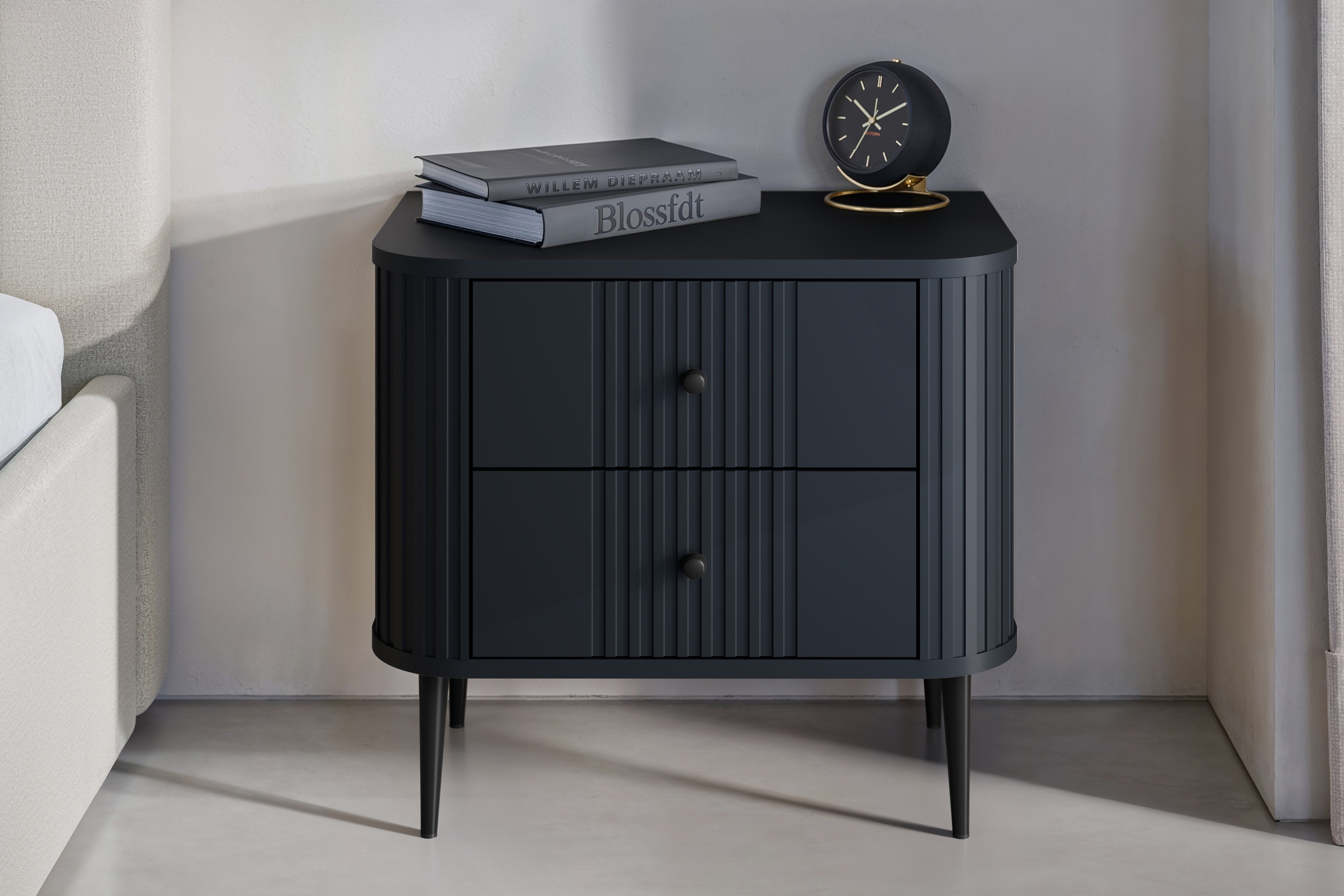 Set nočních stolků Vesper 56 cm - černá / černé nohy Komplet szafek nocnych Vesper 56 cm - černá / černé nožičky