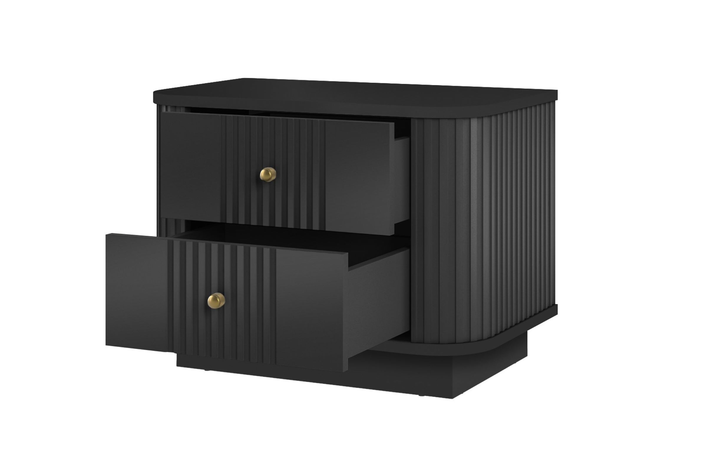 Sada nočních stolků Vesper 56 cm - černá / zlaté úchytky Komplet szafek nocnych Vesper 56 cm - černá / zlote Úchytky