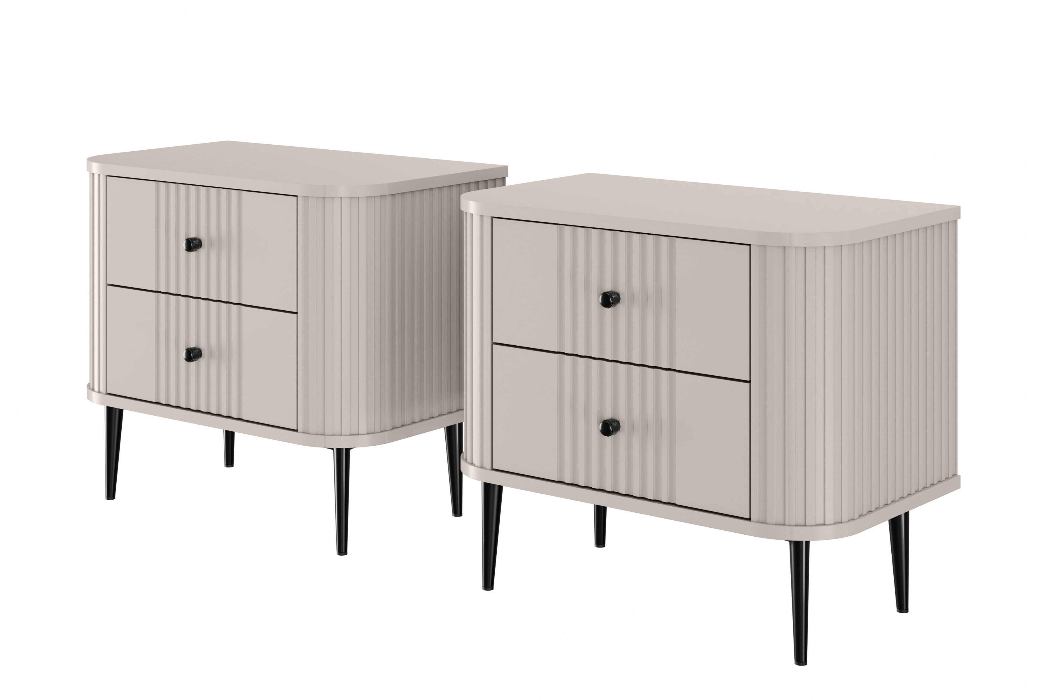 Set nočních stolků Vesper 56 cm - kašmírová / černé nohy Komplet szafek nocnych Vesper 56 cm - kašmír / černá Nohy
