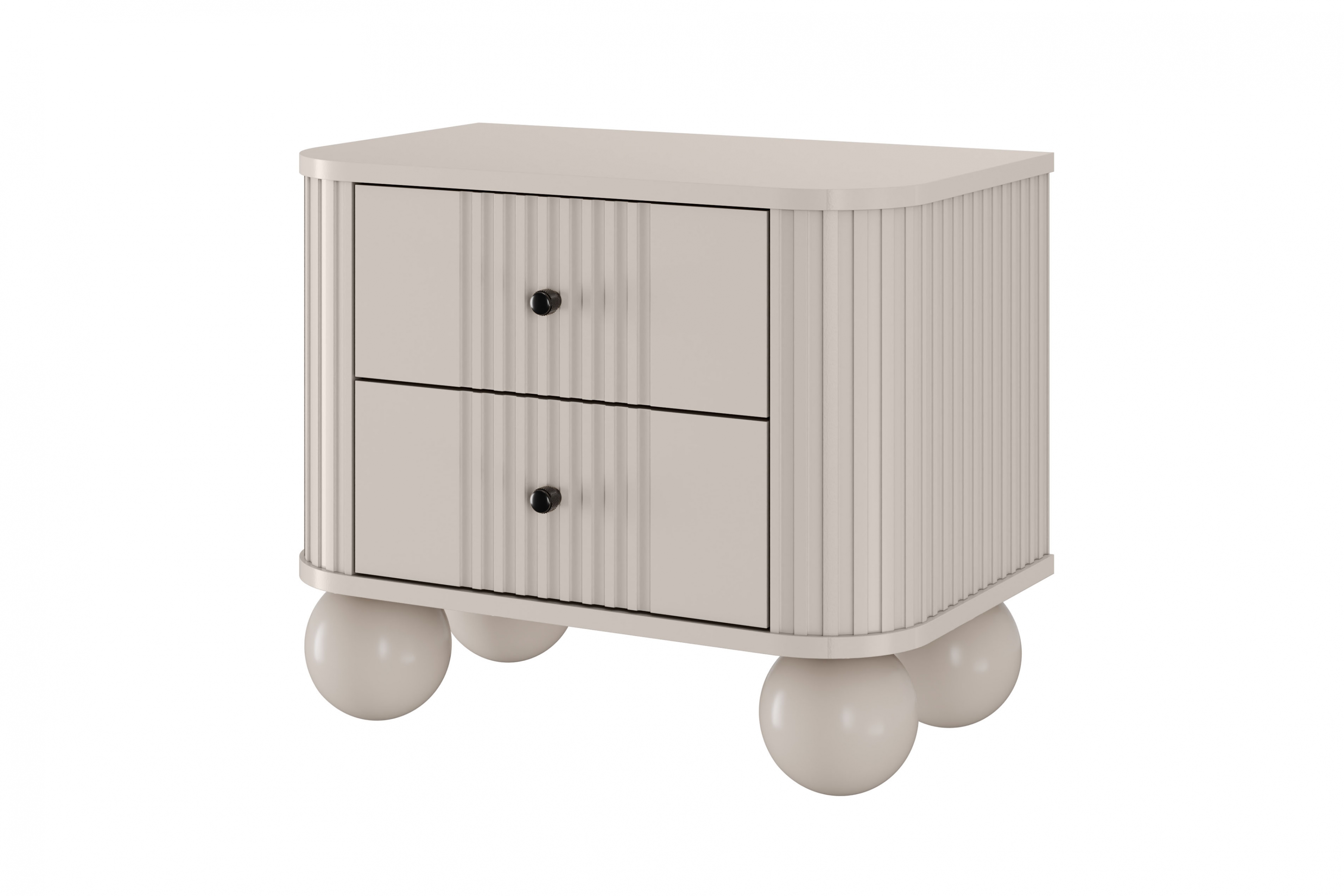 Set nočních stolků Vesper 56 cm - kašmírová / černé úchytky / kulaté kašmírové nohy Komplet szafek nocnych Vesper 56 cm - kašmír / černá Úchytky / Nohy kule