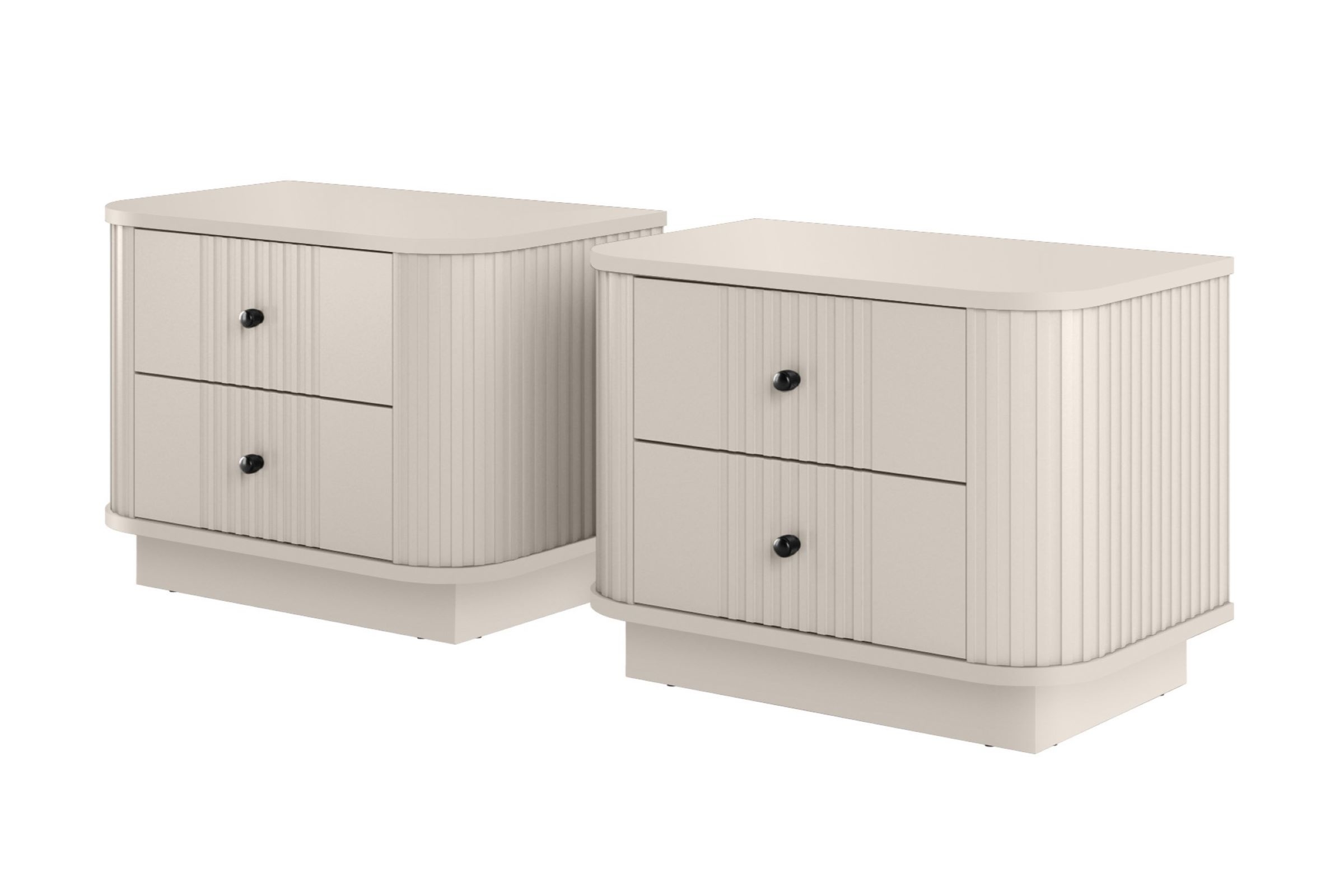 Sada nočních stolků Vesper 56 cm - kašmírová / černé úchytky Komplet szafek nocnych Vesper 56 cm - kašmír / černá Úchytky