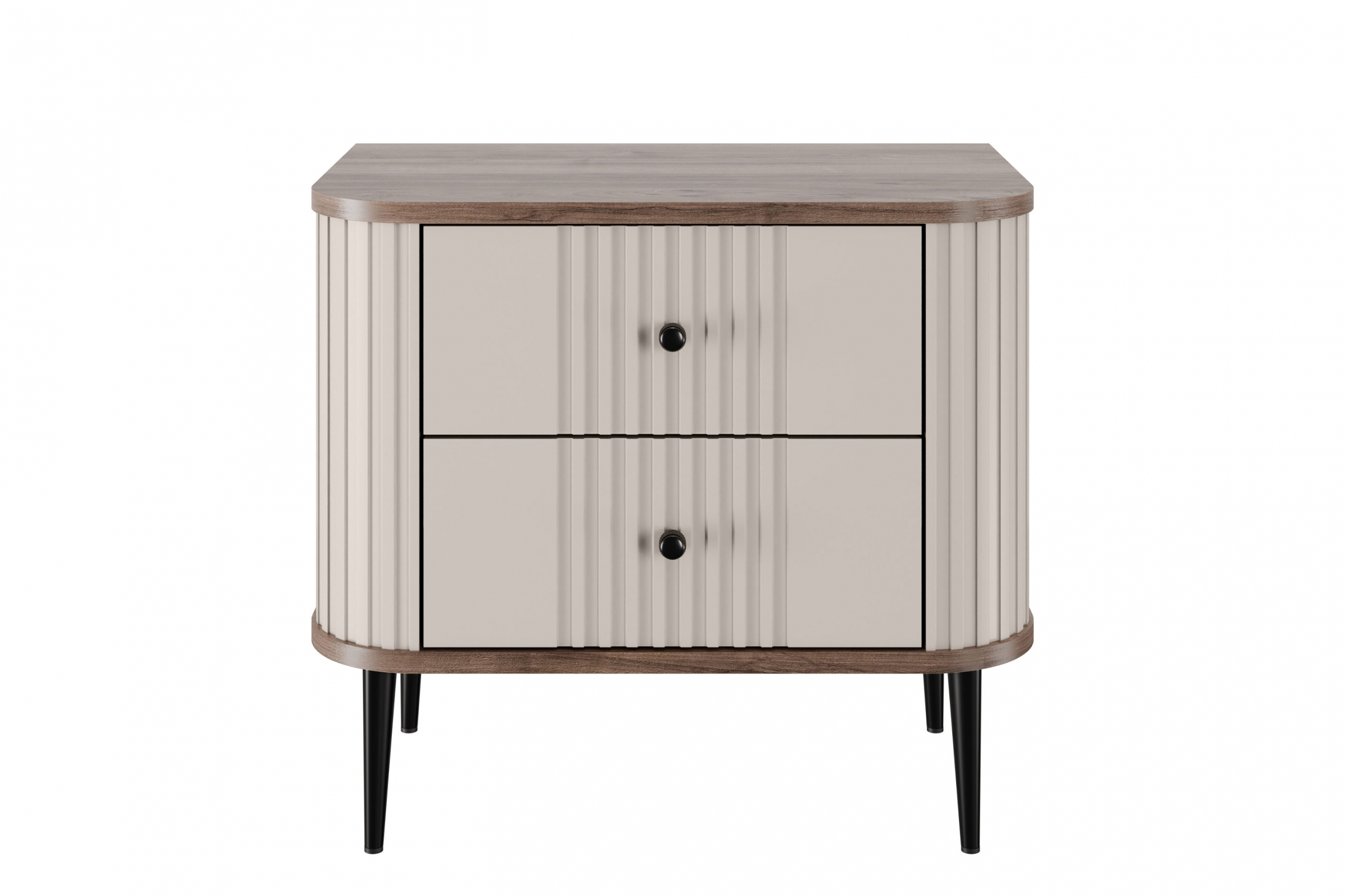 Set nočních stolků Vesper 56 cm - kašmírová / ořech / černé nohy Komplet szafek nocnych Vesper 56 cm - kašmír / ořech / černá Nohy