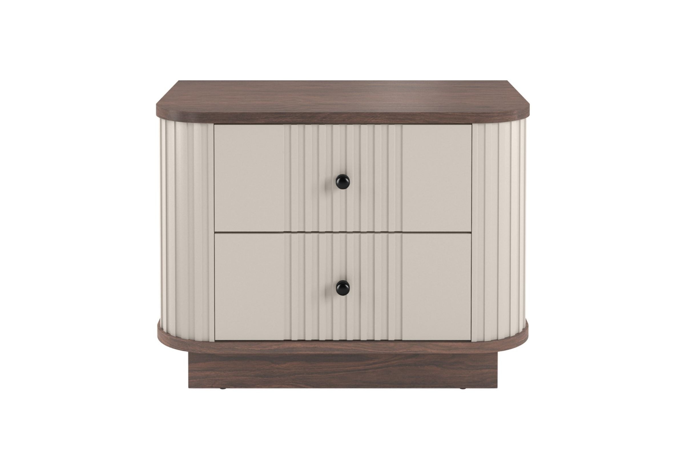 Sada nočních stolků Vesper 56 cm - kašmírová / ořech / černé úchytky Komplet szafek nocnych Vesper 56 cm - kašmír / ořech / černá Úchytky