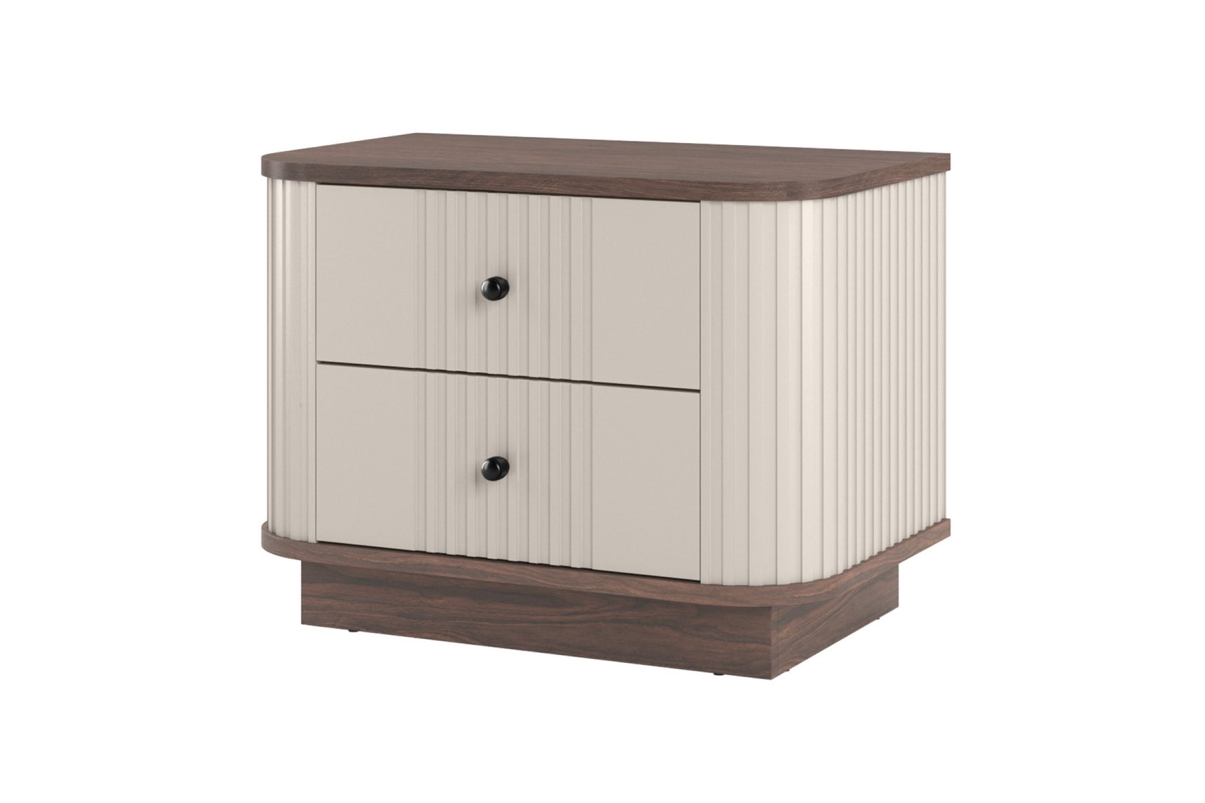 Sada nočních stolků Vesper 56 cm - kašmírová / ořech / černé úchytky Komplet szafek nocnych Vesper 56 cm - kašmír / ořech / černá Úchytky